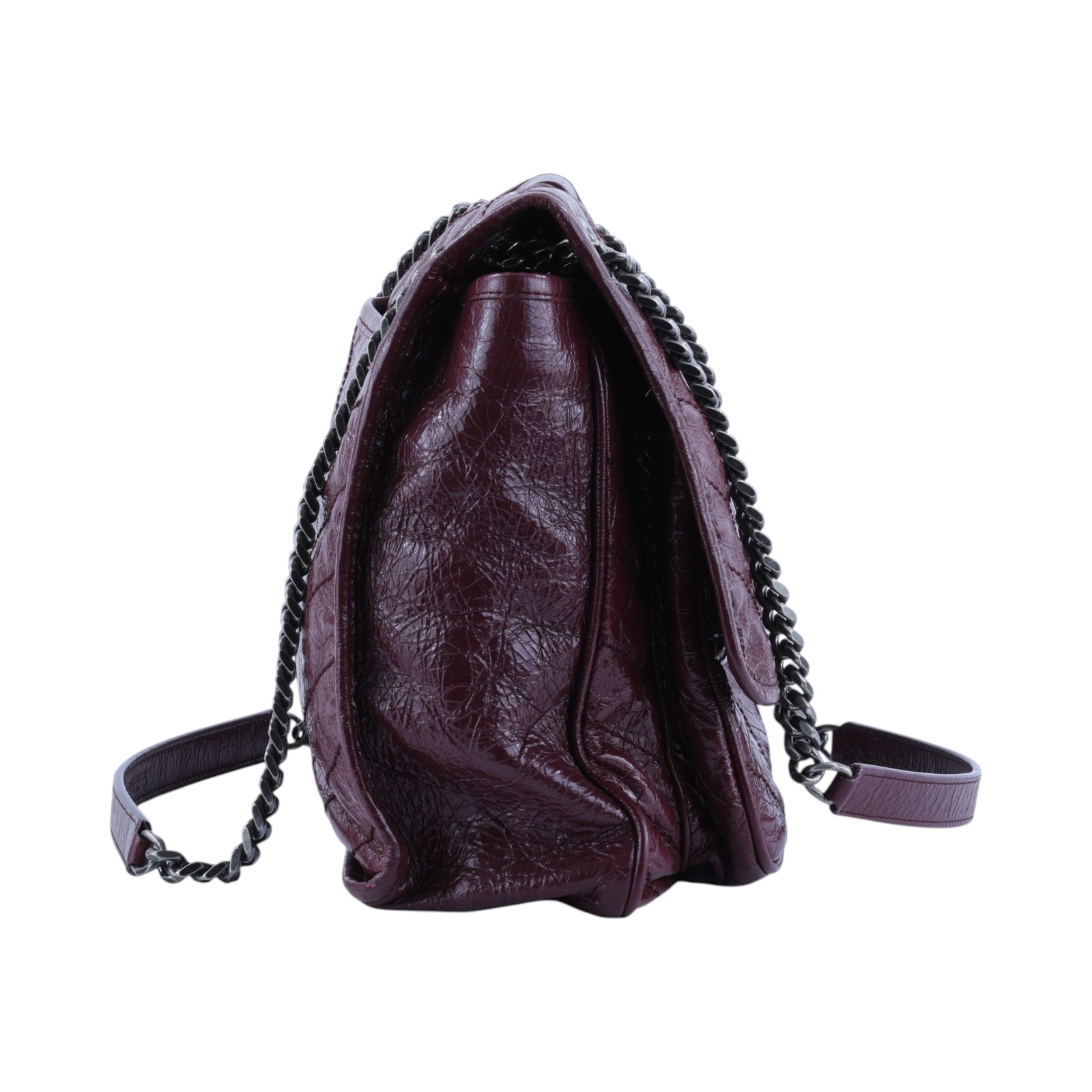 聖羅蘭 YSL SAINT LAURENT Niki 復古皮革 大型 手袋 肩背包 4988830EN04 酒紅色NIKI 中號 防塵袋
