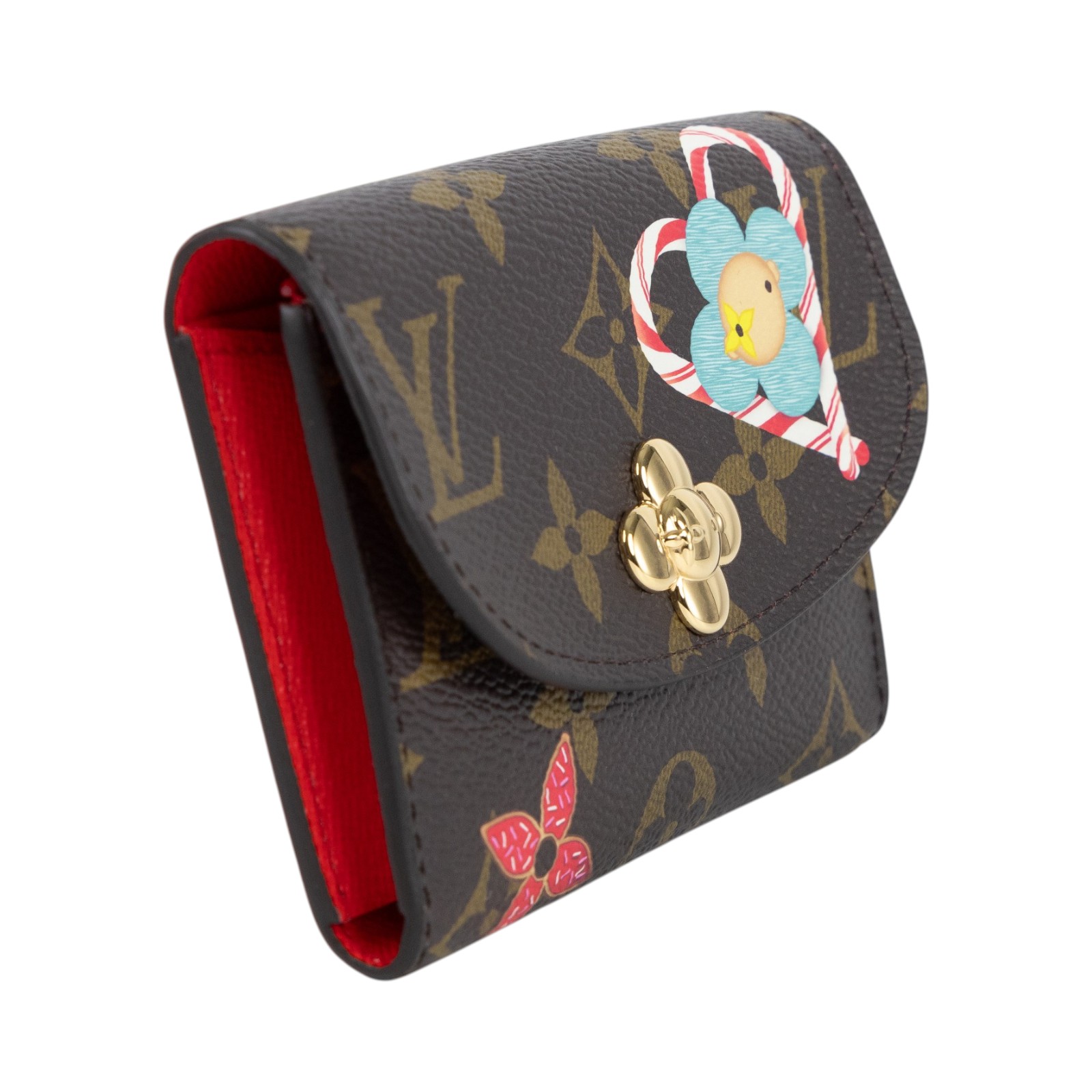 路易威登 LOUIS VUITTON Rosalie 零錢包 經典帆布 Candy Red M12220 晶片款  原廠盒子/防塵袋