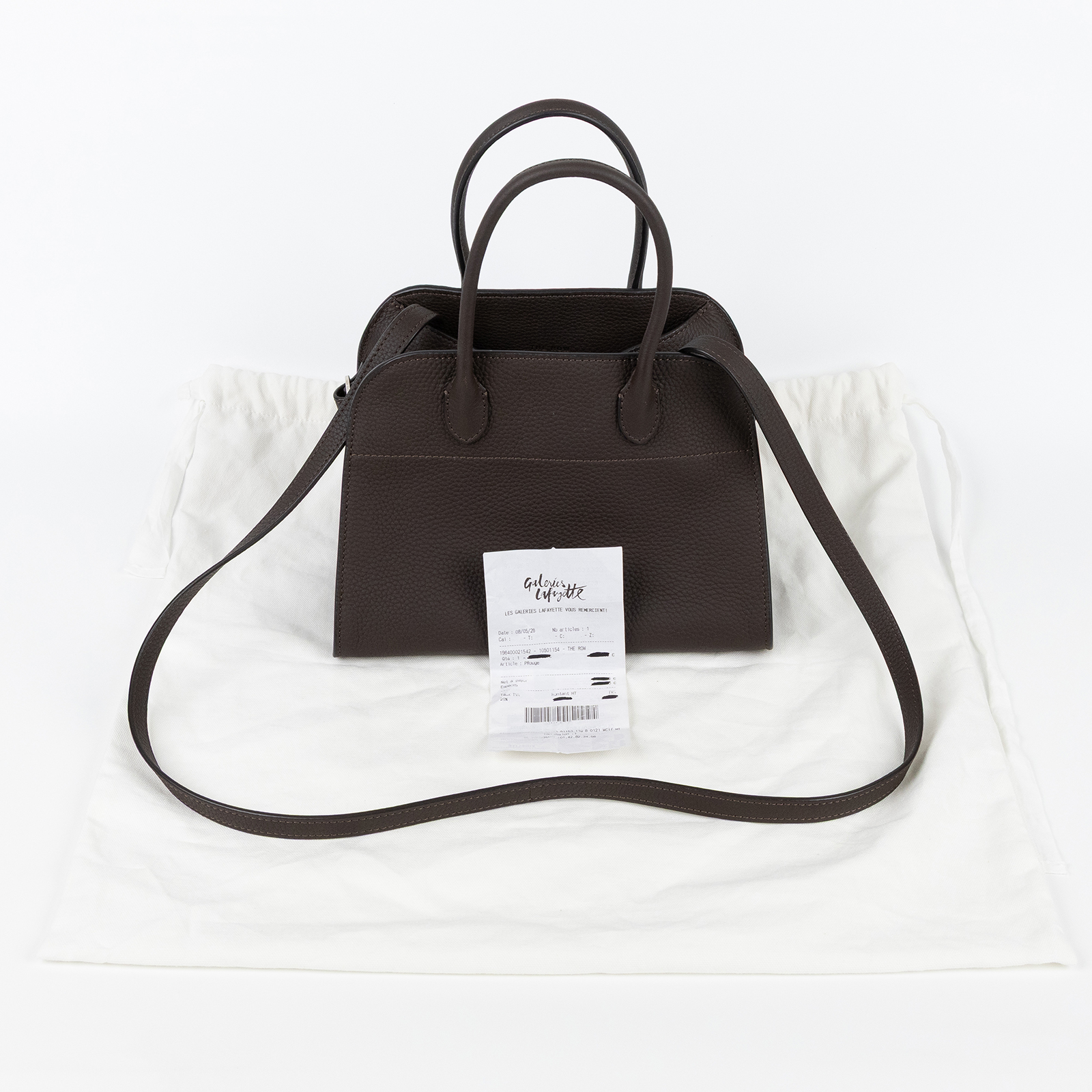 安靜奢華主義 THE ROW Soft Margaux 12 手提包 W1586L133 棕SOFT MARGAUX12 防塵袋/收據