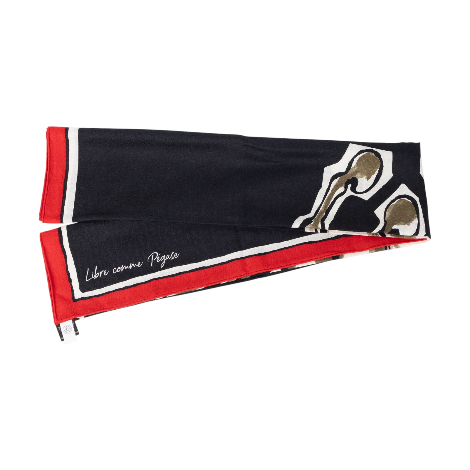 愛馬仕 Hermes Libre Comme Pegase shawl 140 喀什米爾羊絨真絲披肩 黑色/紅色/卡其色 H243802Sv03 HTH2209  原廠盒子