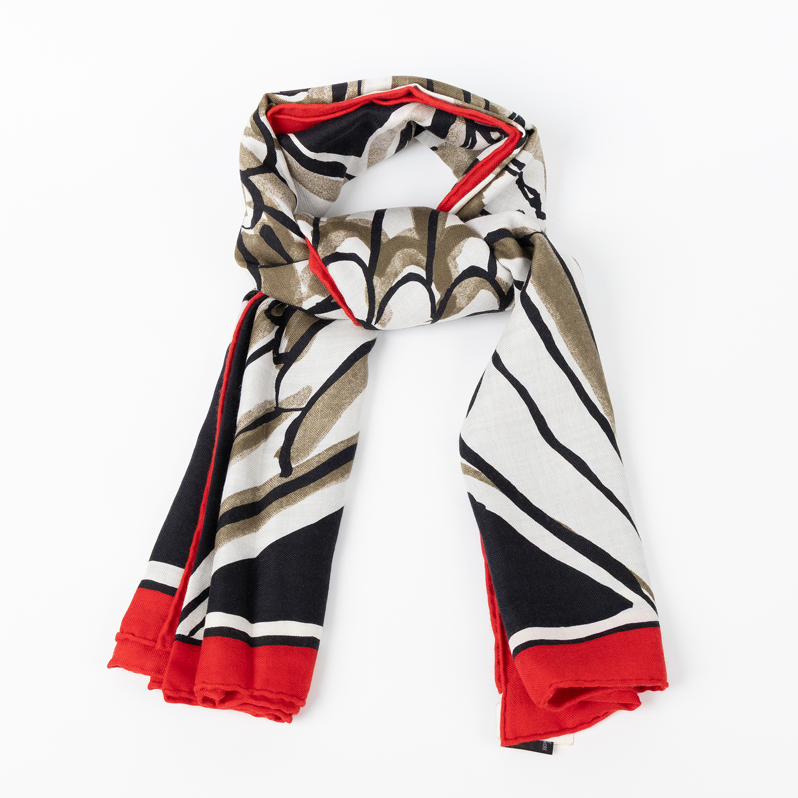 愛馬仕 Hermes Libre Comme Pegase shawl 140 喀什米爾羊絨真絲披肩 黑色/紅色/卡其色 H243802Sv03 HTH2209  原廠盒子