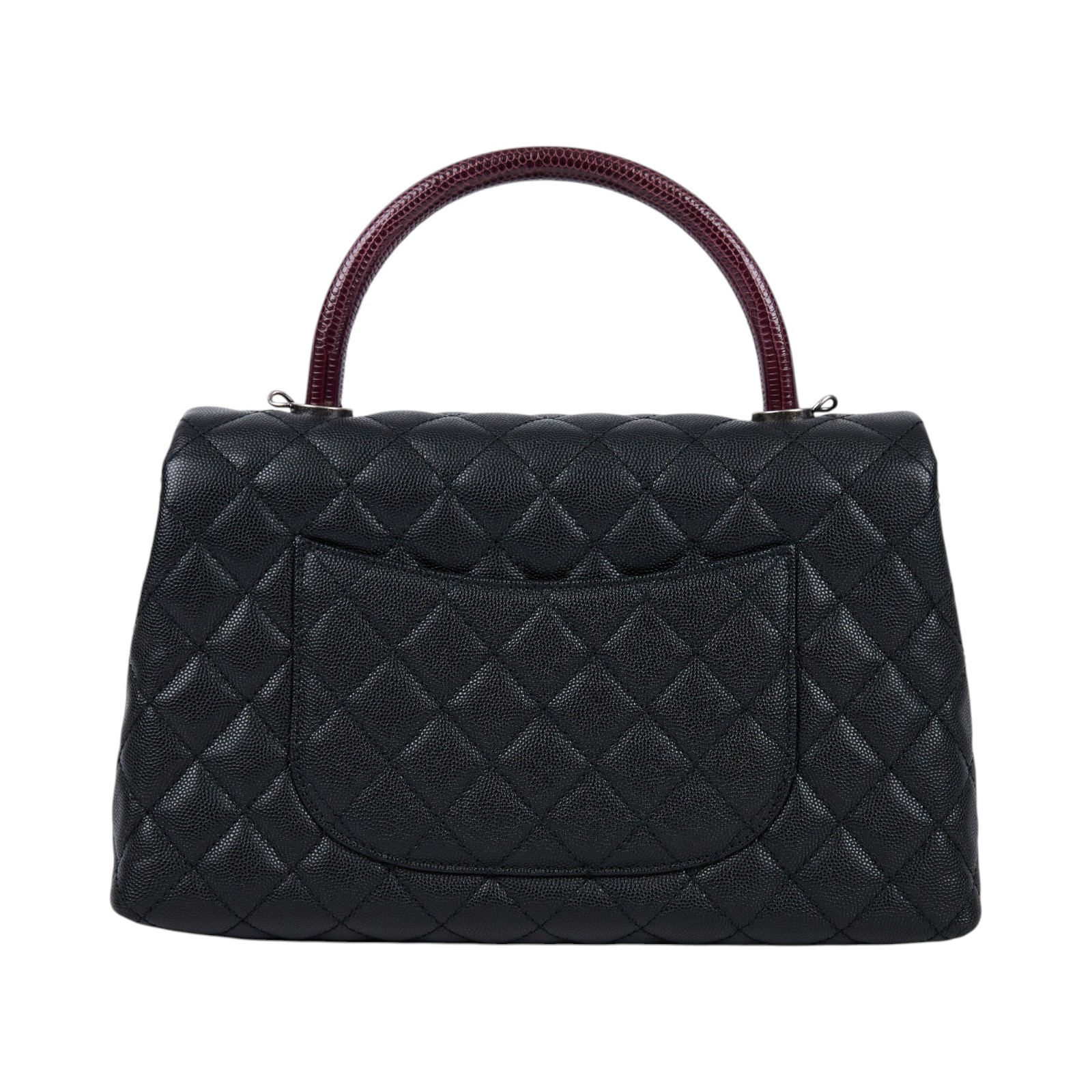 香奈兒 CHANEL Handle 29 手提 口蓋包 A92991 Y60944 23開黑銀荔枝蜥蜴提把COCO HANDLE LARGE 原廠盒子/防塵袋/保證卡/香港購買證明