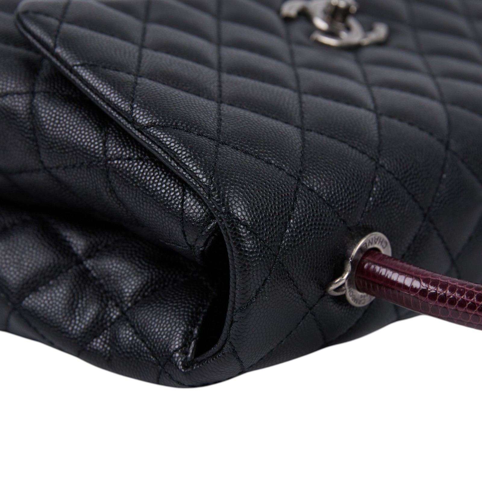 香奈兒 CHANEL Handle 29 手提 口蓋包 A92991 Y60944 23開黑銀荔枝蜥蜴提把COCO HANDLE LARGE 原廠盒子/防塵袋/保證卡/香港購買證明