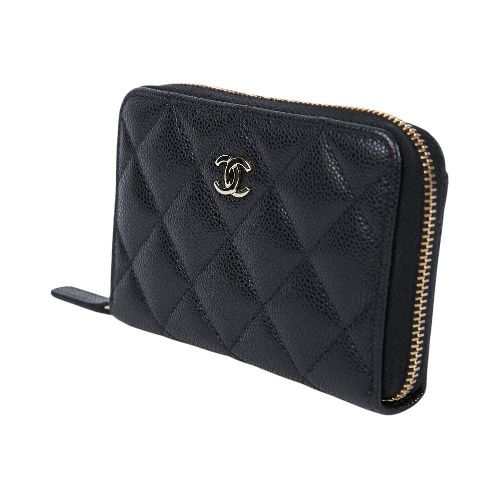 香奈兒 CHANEL CC LOGO 零錢包 卡包 錢包 AP3686 B10583 晶片款 黑荔枝拉鍊零錢包 原廠盒子/防塵袋/購買證明
