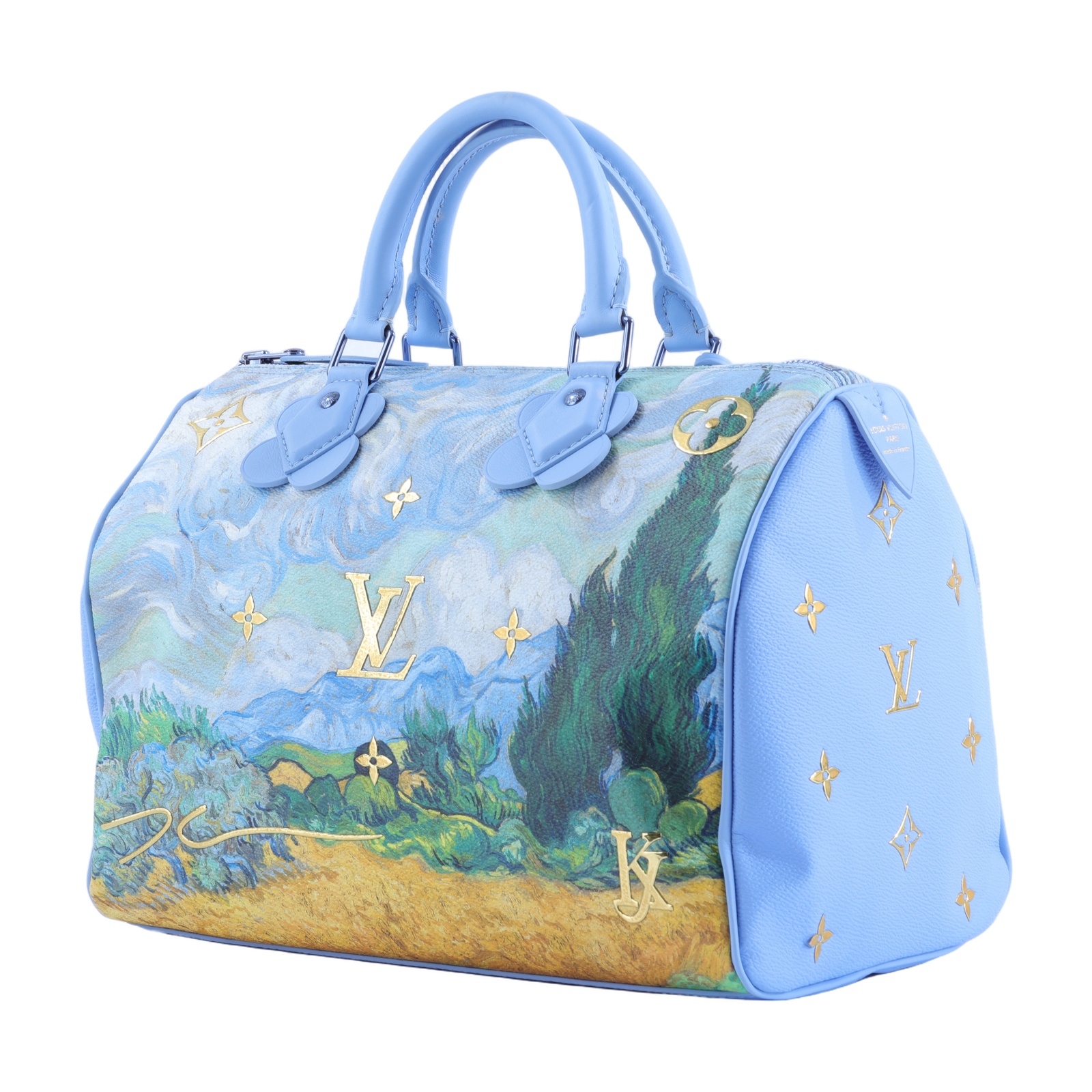 路易威登 LOUIS VUITTON 梵谷 SPEEDY 30 手提包 M43314 藍聯名梵谷SPEDDY30 原廠盒子/防塵袋/鎖組