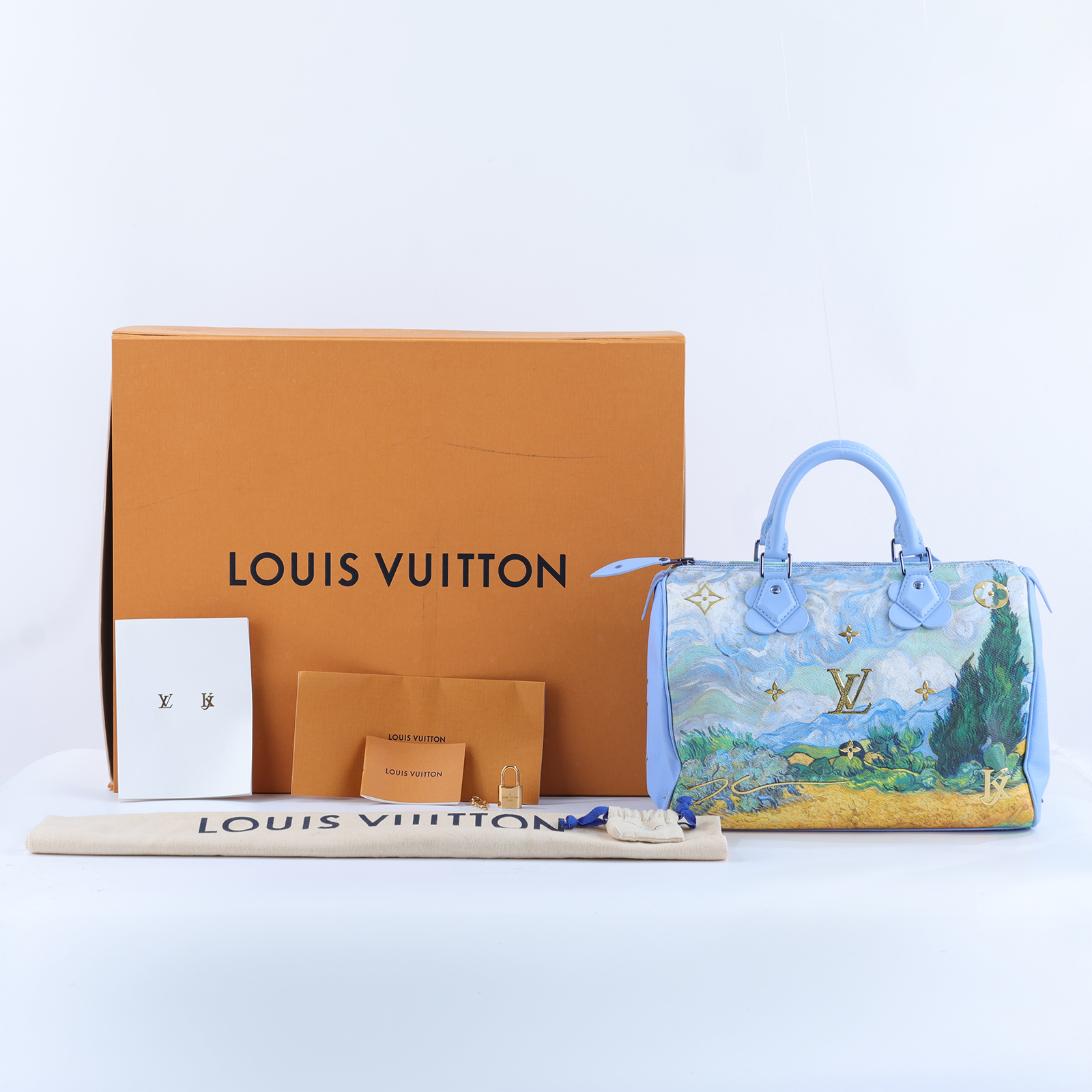 路易威登 LOUIS VUITTON 梵谷 SPEEDY 30 手提包 M43314 藍聯名梵谷SPEDDY30 原廠盒子/防塵袋/鎖組