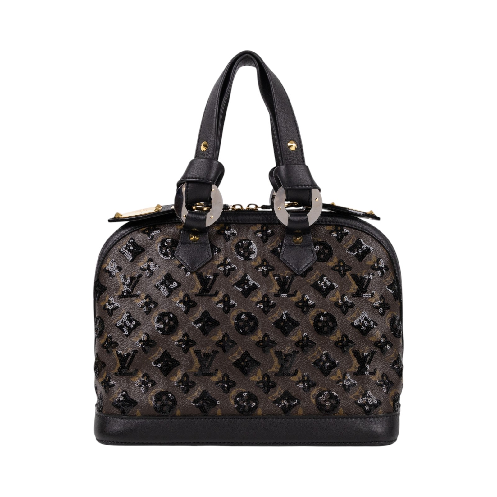 路易威登 LOUIS VUITTON Alma PM 手提包 肩背包 斜背包 貝殼包  M40246 黑亮片原花ALMA 防塵袋