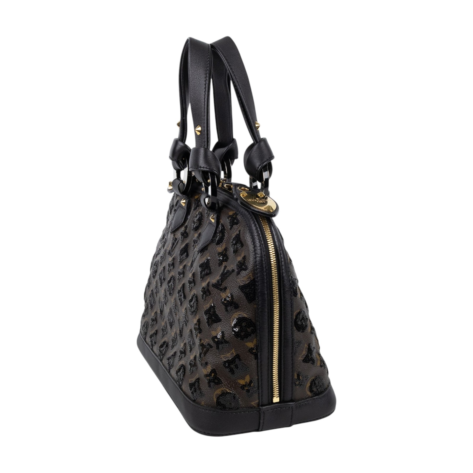 路易威登 LOUIS VUITTON Alma PM 手提包 肩背包 斜背包 貝殼包  M40246 黑亮片原花ALMA 防塵袋