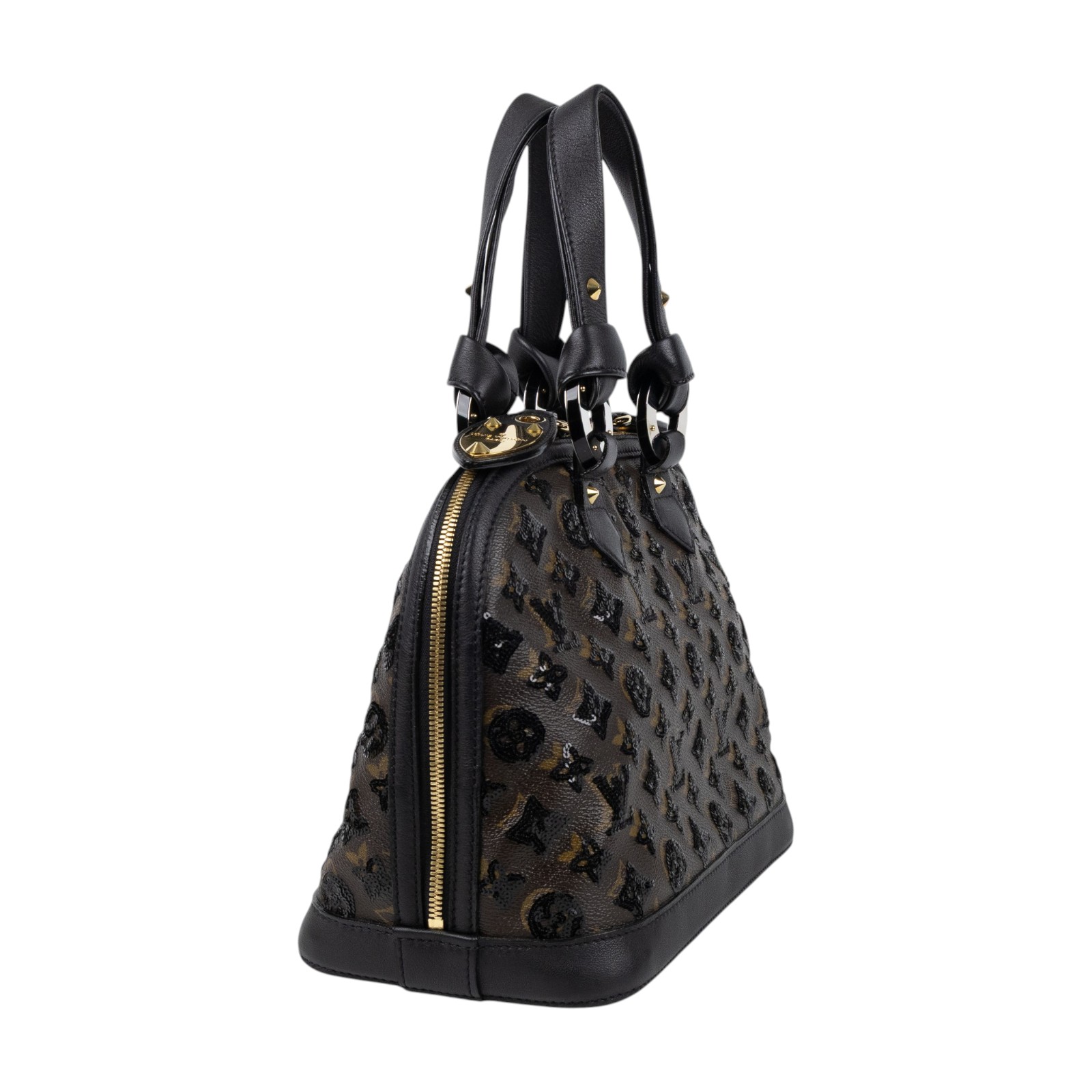 路易威登 LOUIS VUITTON Alma PM 手提包 肩背包 斜背包 貝殼包  M40246 黑亮片原花ALMA 防塵袋