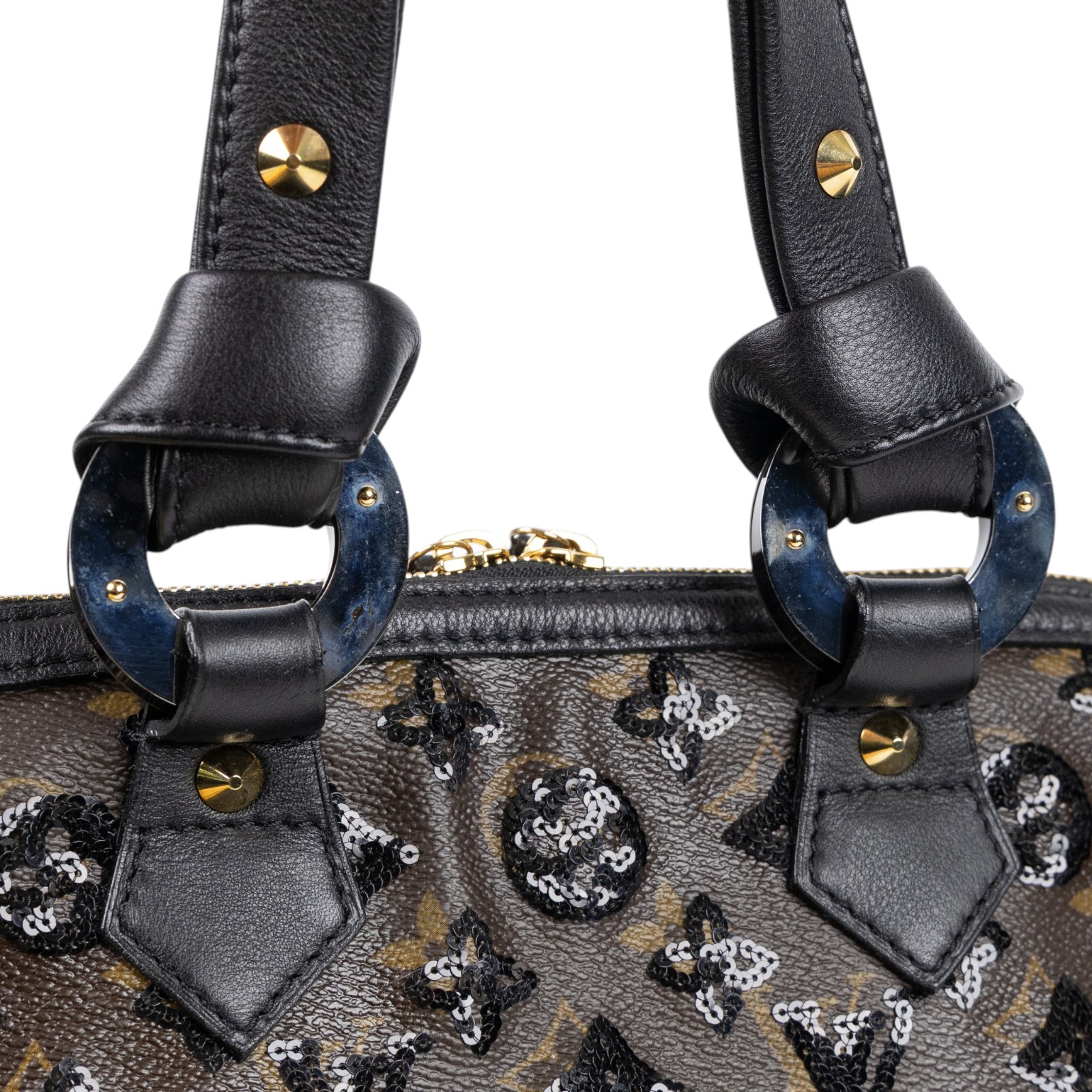 路易威登 LOUIS VUITTON Alma PM 手提包 肩背包 斜背包 貝殼包  M40246 黑亮片原花ALMA 防塵袋