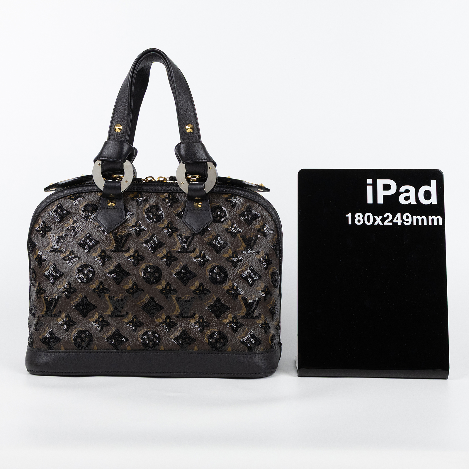 路易威登 LOUIS VUITTON Alma PM 手提包 肩背包 斜背包 貝殼包  M40246 黑亮片原花ALMA 防塵袋
