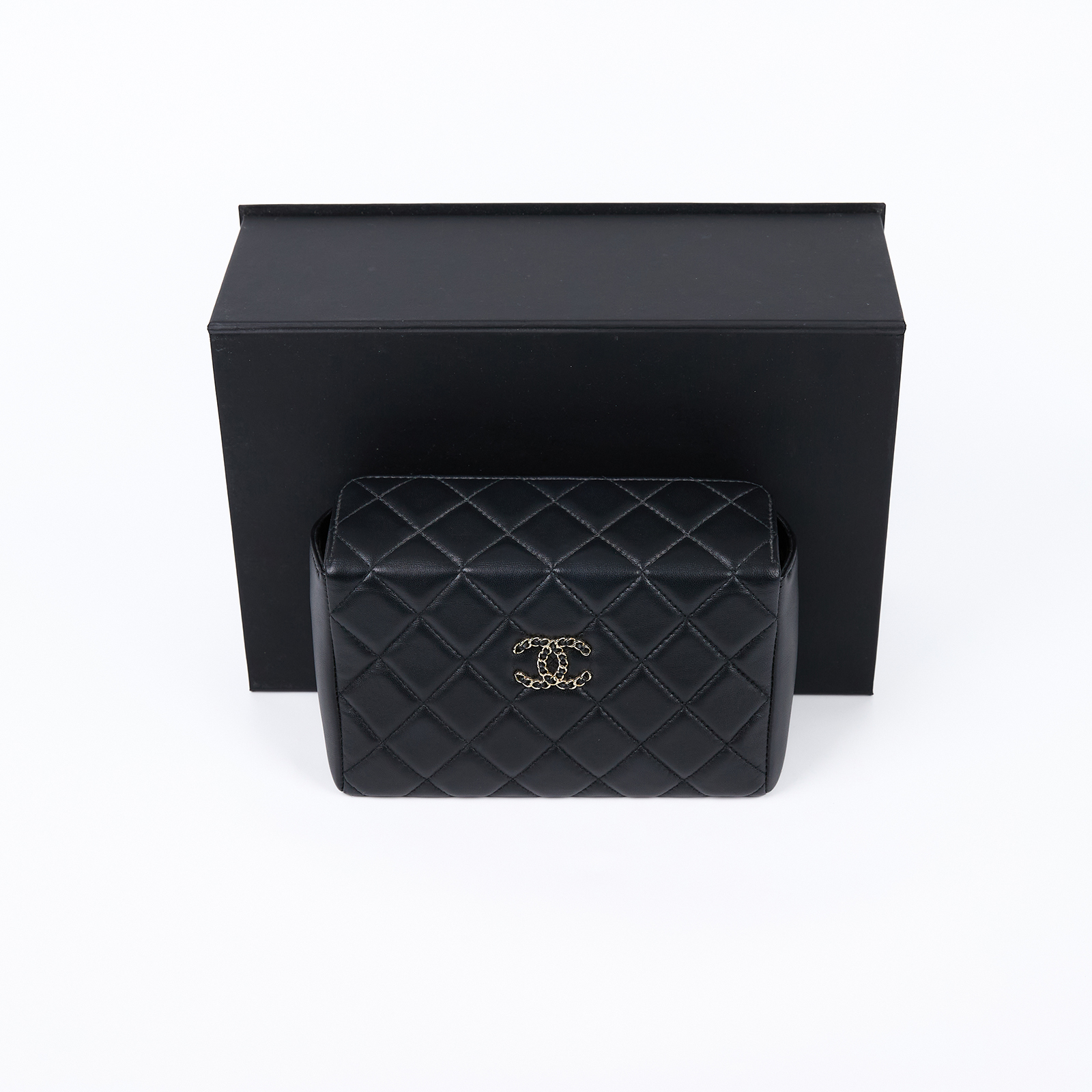 香奈兒 CHANEL 肩背包 斜背包 AS3057 晶片款 黑金羊19翻蓋相機包 原廠盒子