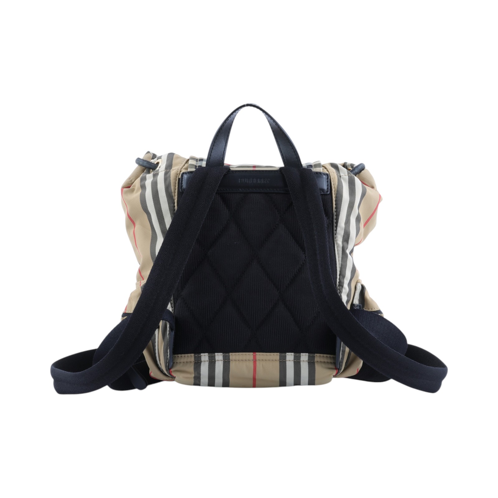 博柏利 BURBERRY The Rucksack 尼龍 後背包 8017164 奶茶格紋尼龍後背包 小 無附屬品