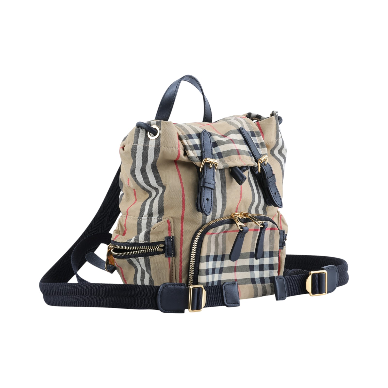 博柏利 BURBERRY The Rucksack 尼龍 後背包 8017164 奶茶格紋尼龍後背包 小 無附屬品