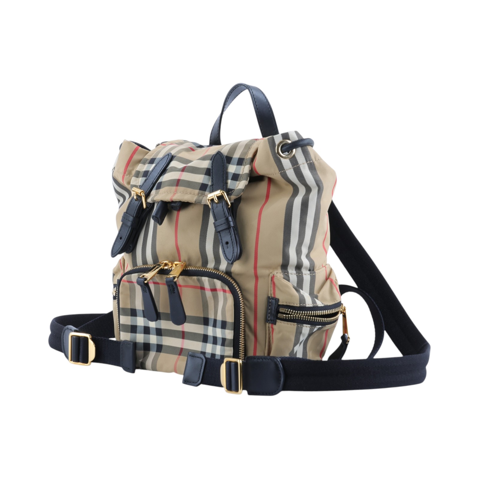 博柏利 BURBERRY The Rucksack 尼龍 後背包 8017164 奶茶格紋尼龍後背包 小 無附屬品