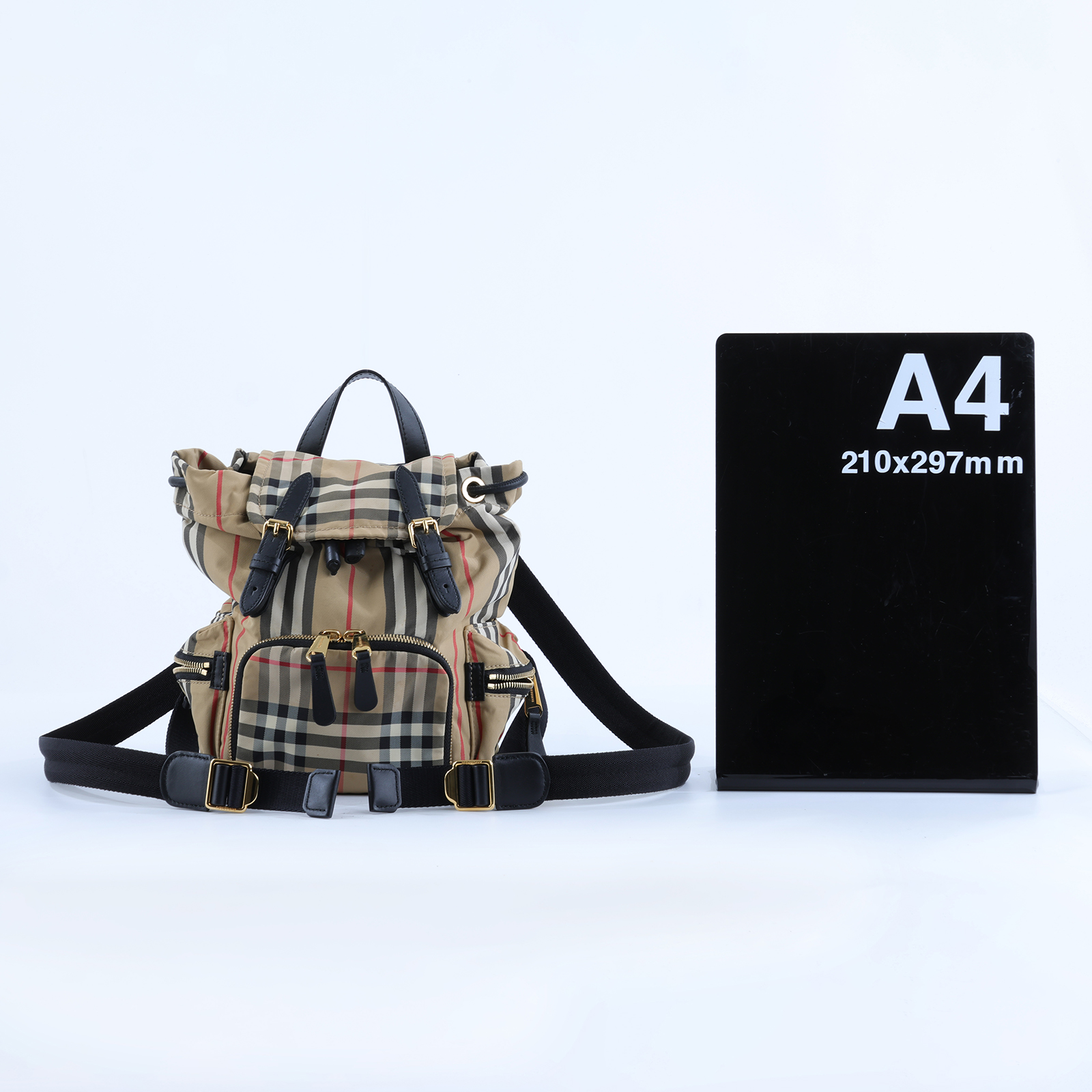 博柏利 BURBERRY The Rucksack 尼龍 後背包 8017164 奶茶格紋尼龍後背包 小 無附屬品