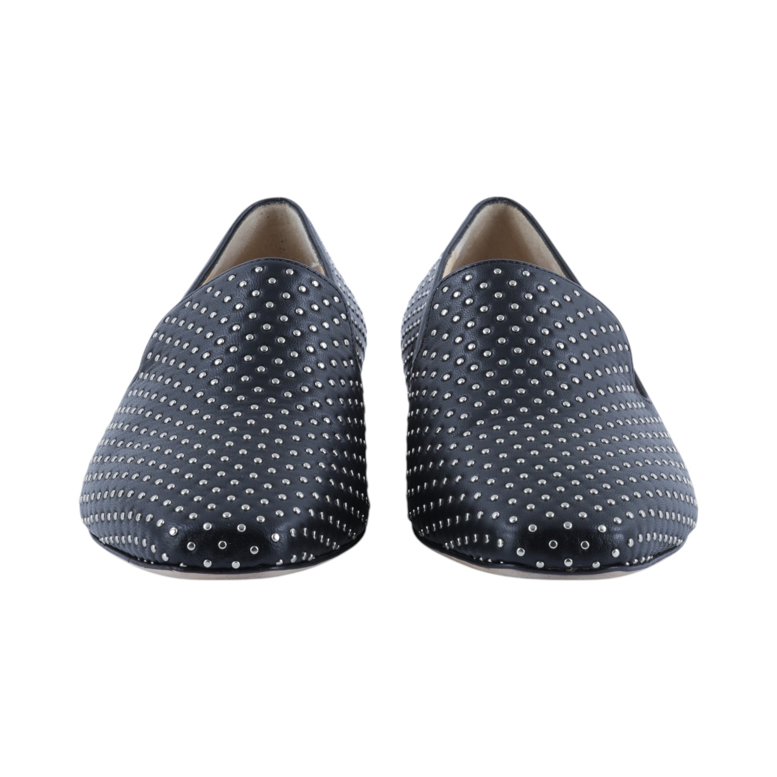 周仰傑 JIMMY CHOO 平底鞋 樂福鞋 皮鞋  黑鉚釘平底鞋 #35.5 無附屬品