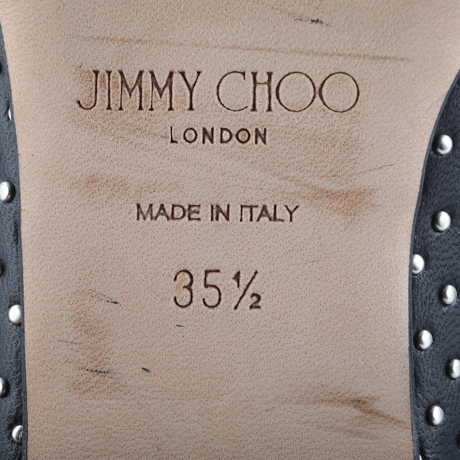 周仰傑 JIMMY CHOO 平底鞋 樂福鞋 皮鞋  黑鉚釘平底鞋 #35.5 無附屬品
