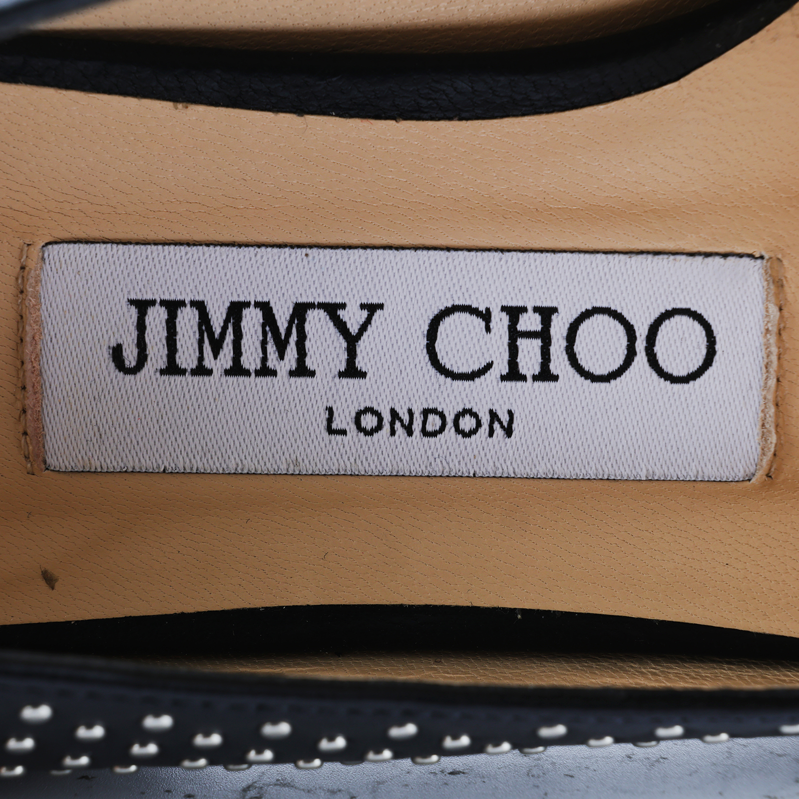 周仰傑 JIMMY CHOO 平底鞋 樂福鞋 皮鞋  黑鉚釘平底鞋 #35.5 無附屬品