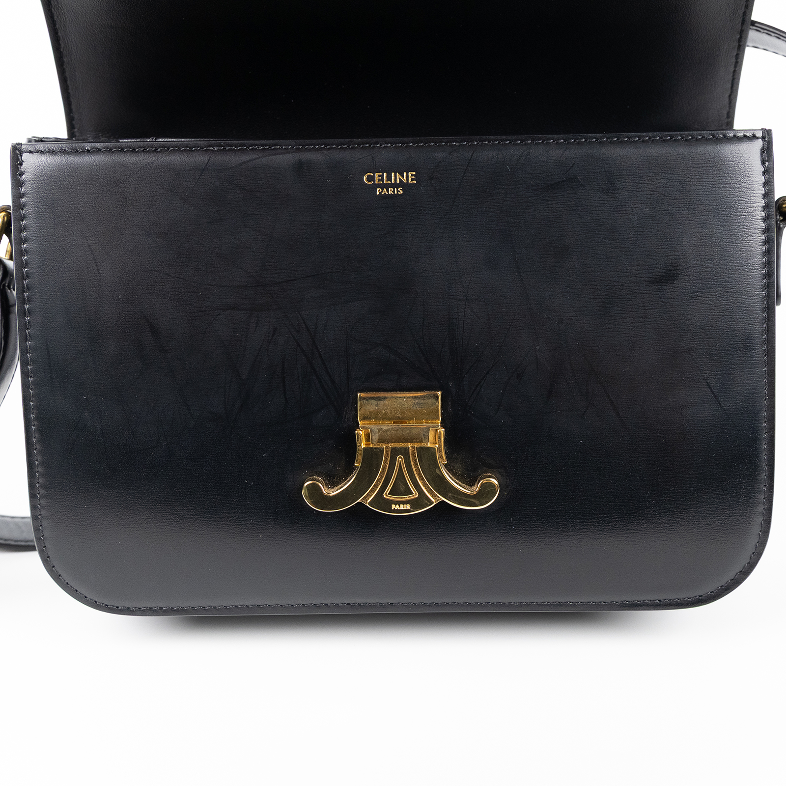 思琳 CELINE 亮面牛皮革 Classique Triomphe 凱旋門 肩背包 187363BF4  防塵袋/購買證明