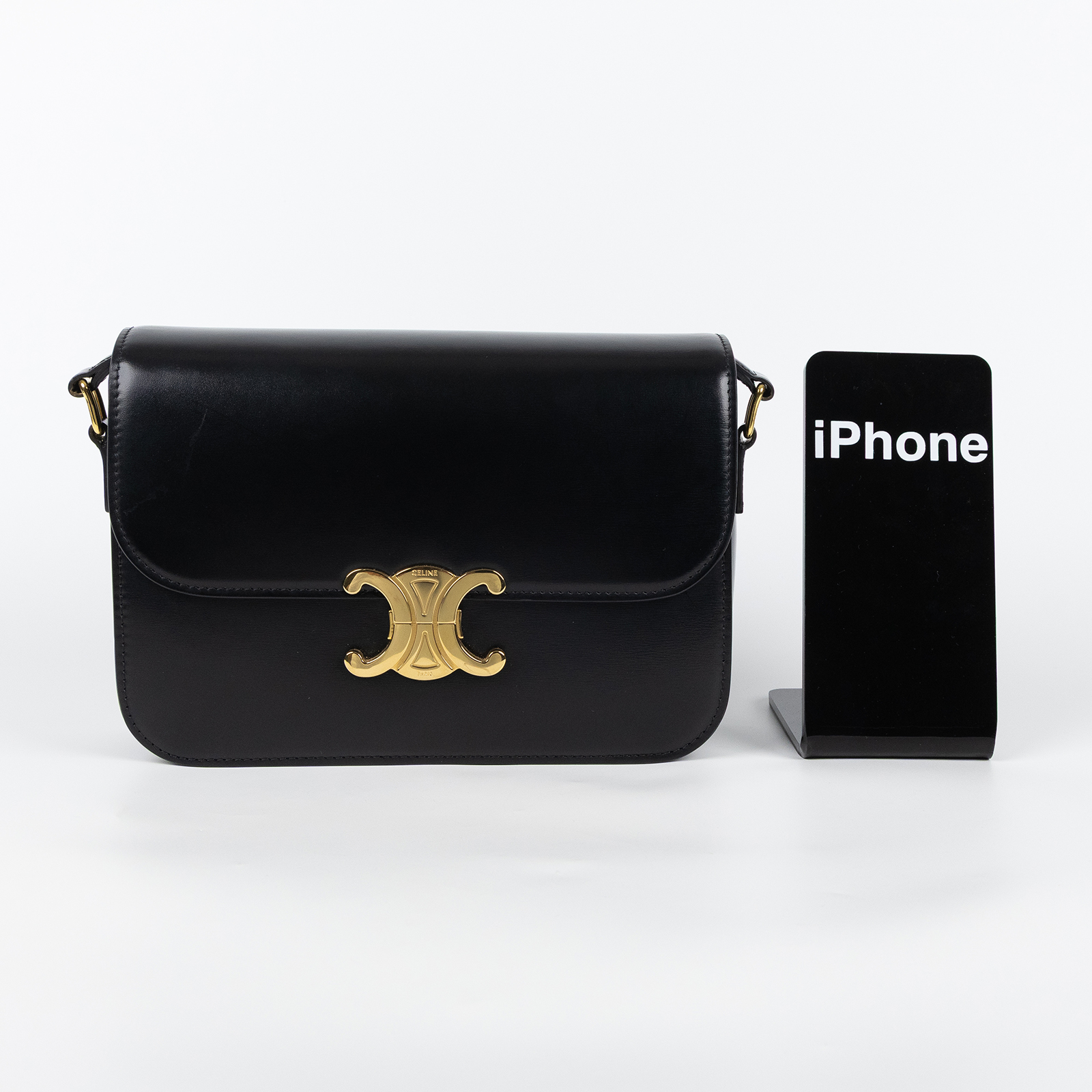 思琳 CELINE 亮面牛皮革 Classique Triomphe 凱旋門 肩背包 187363BF4  防塵袋/購買證明
