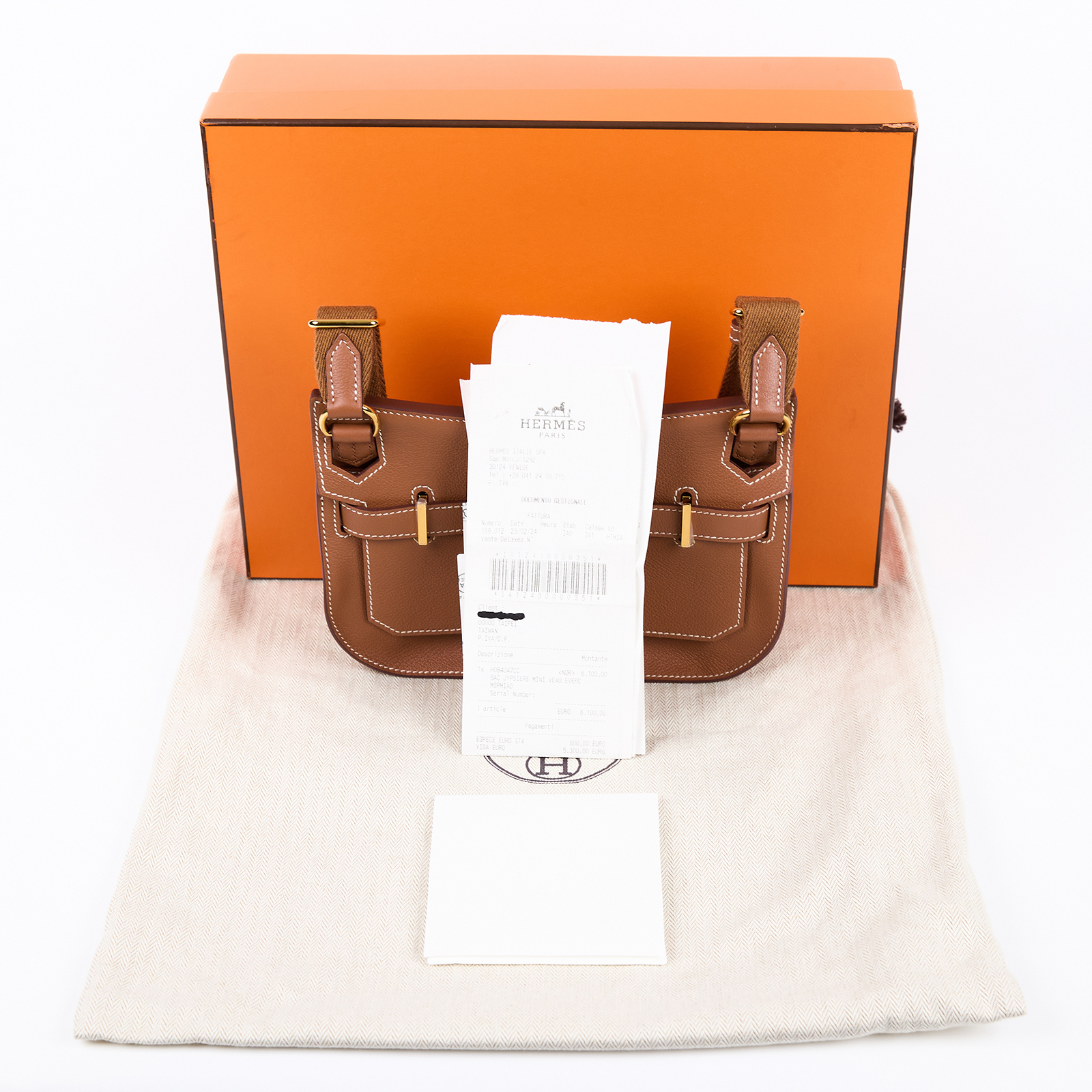 愛馬仕 Hermes Jypsiere 吉普賽包 Mini 金棕 金色五金 H084047CCAA /BNS097PP  防塵袋/購買證明/盒子
