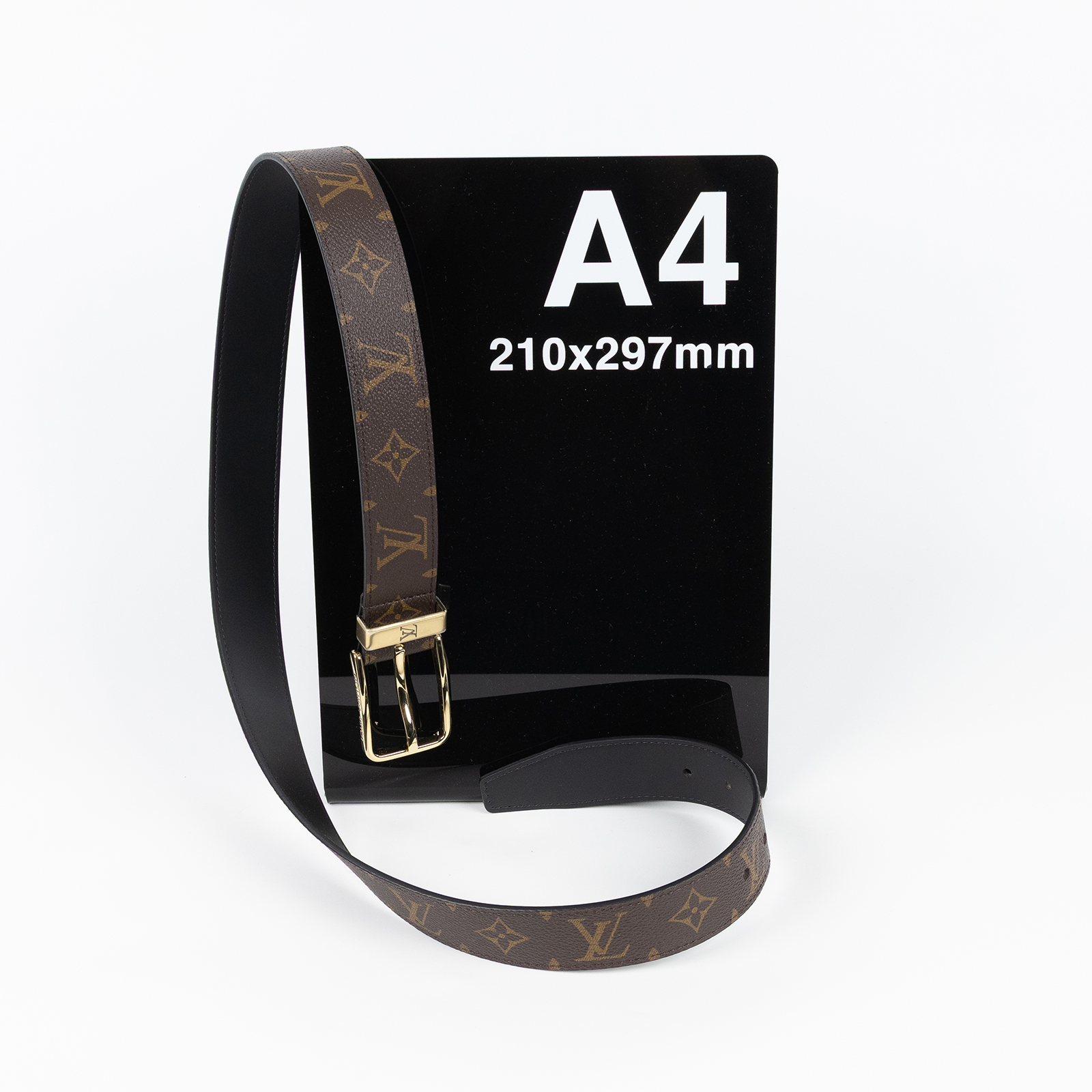 路易威登 LOUIS VUITTON Pont Neuf Monogram 35毫米皮帶 Monogram帆布 棕色皮革 金色搭扣 M4584T  防塵袋