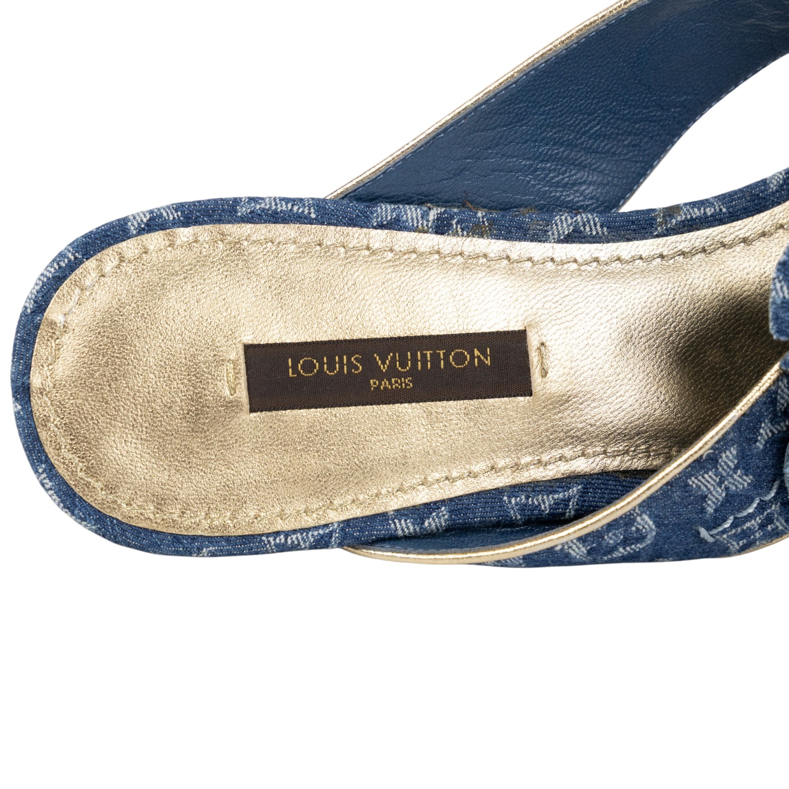 路易威登 LOUIS VUITTON 拖鞋 涼鞋  牛仔原花FREESIA拖鞋#38 無附屬品