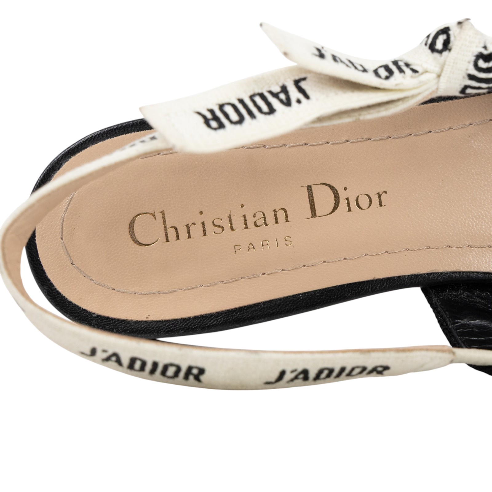 迪奧 CHRISTIAN DIOR JAdior 露跟平底鞋 KDF326NVA_38 黑露跟平底涼鞋 #38 無附屬品