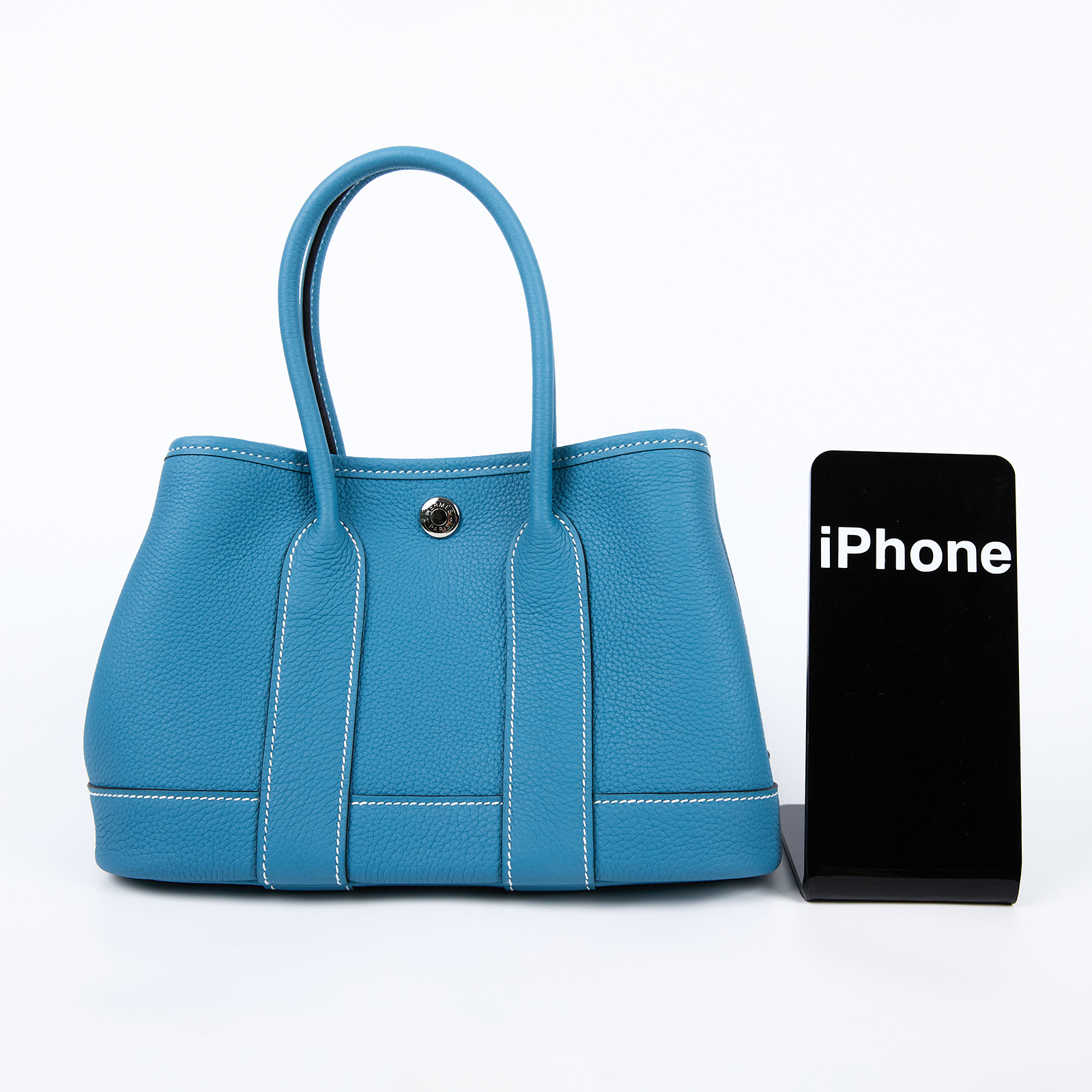 愛馬仕 Hermes Neo Garden Party 花園派對包 23 銀色五金 牛仔藍 H086729CKD2 /G TS 008 AU  原廠盒子/防塵袋/購買證明