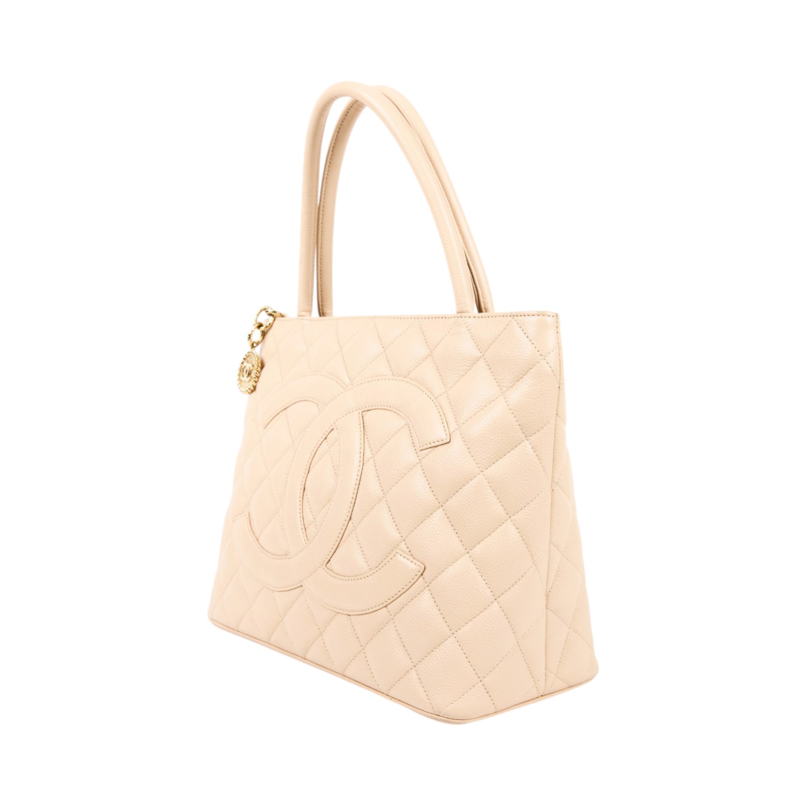 香奈兒 CHANEL 手提包 方型 銀幣包 A01804 14開 奶茶荔枝金幣托特包 防塵袋