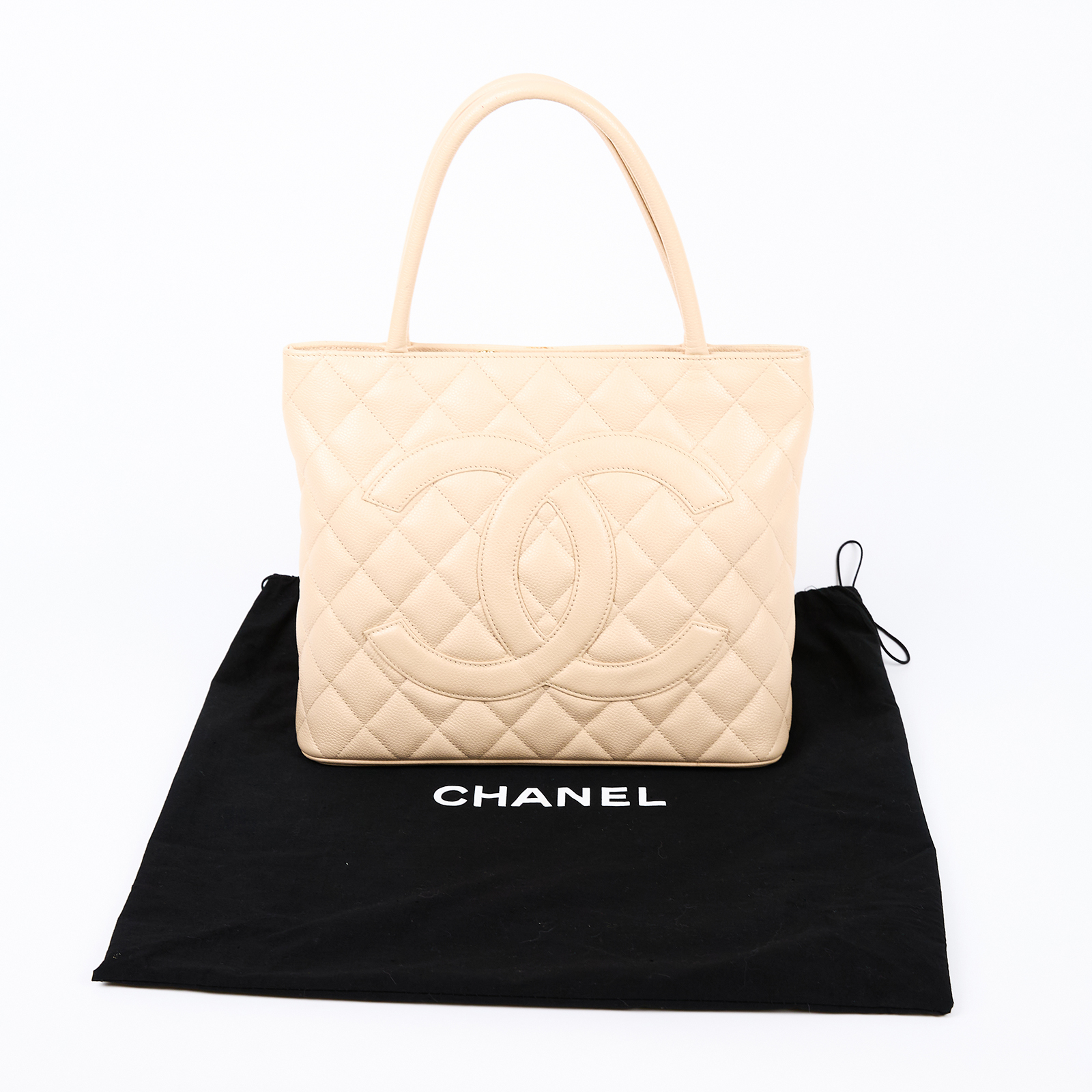 香奈兒 CHANEL 手提包 方型 銀幣包 A01804 14開 奶茶荔枝金幣托特包 防塵袋