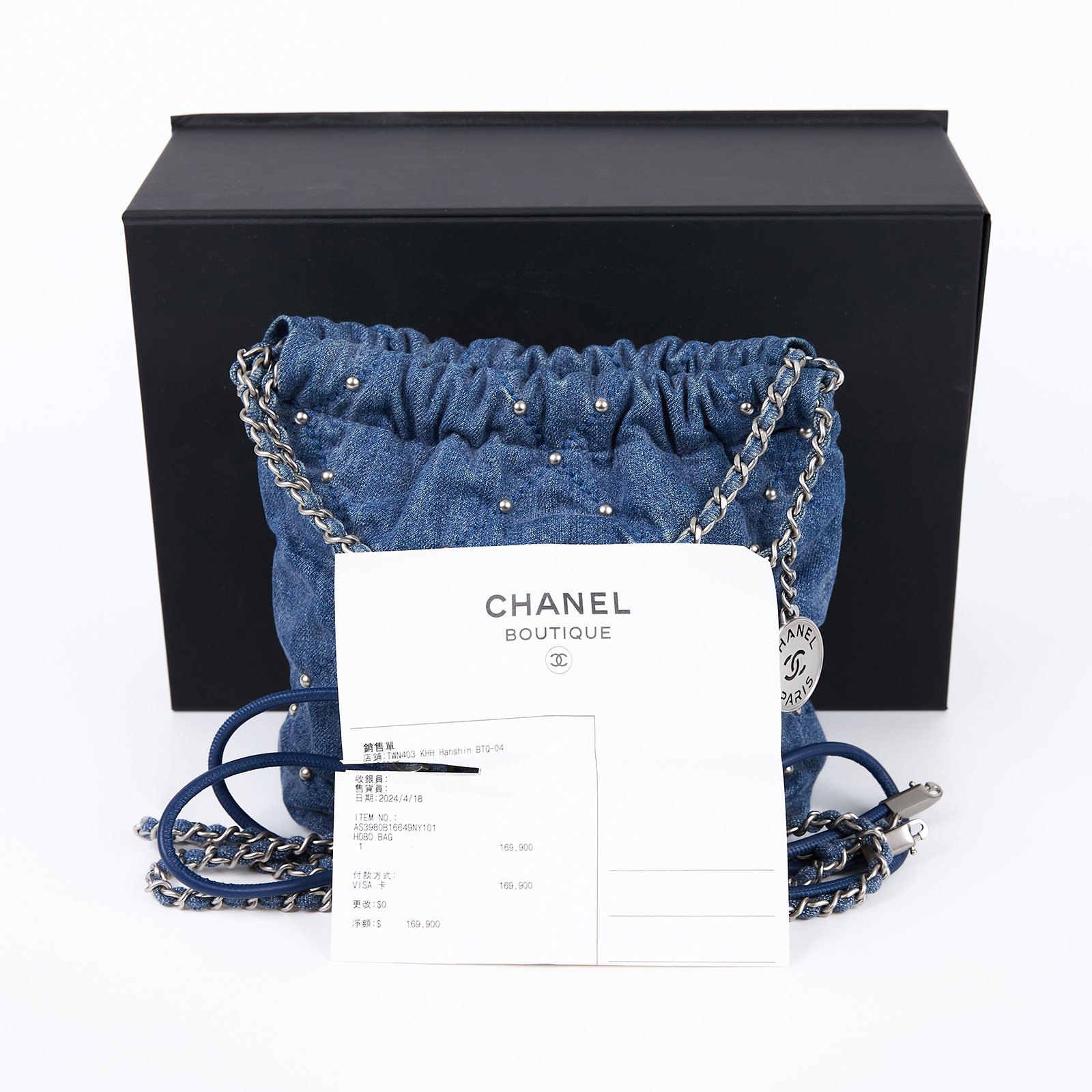香奈兒 CHANEL 22 迷你 束口包 AS3980 B16649 晶片款 牛仔珍珠22包 MINI 新款 原廠盒子/購買證明