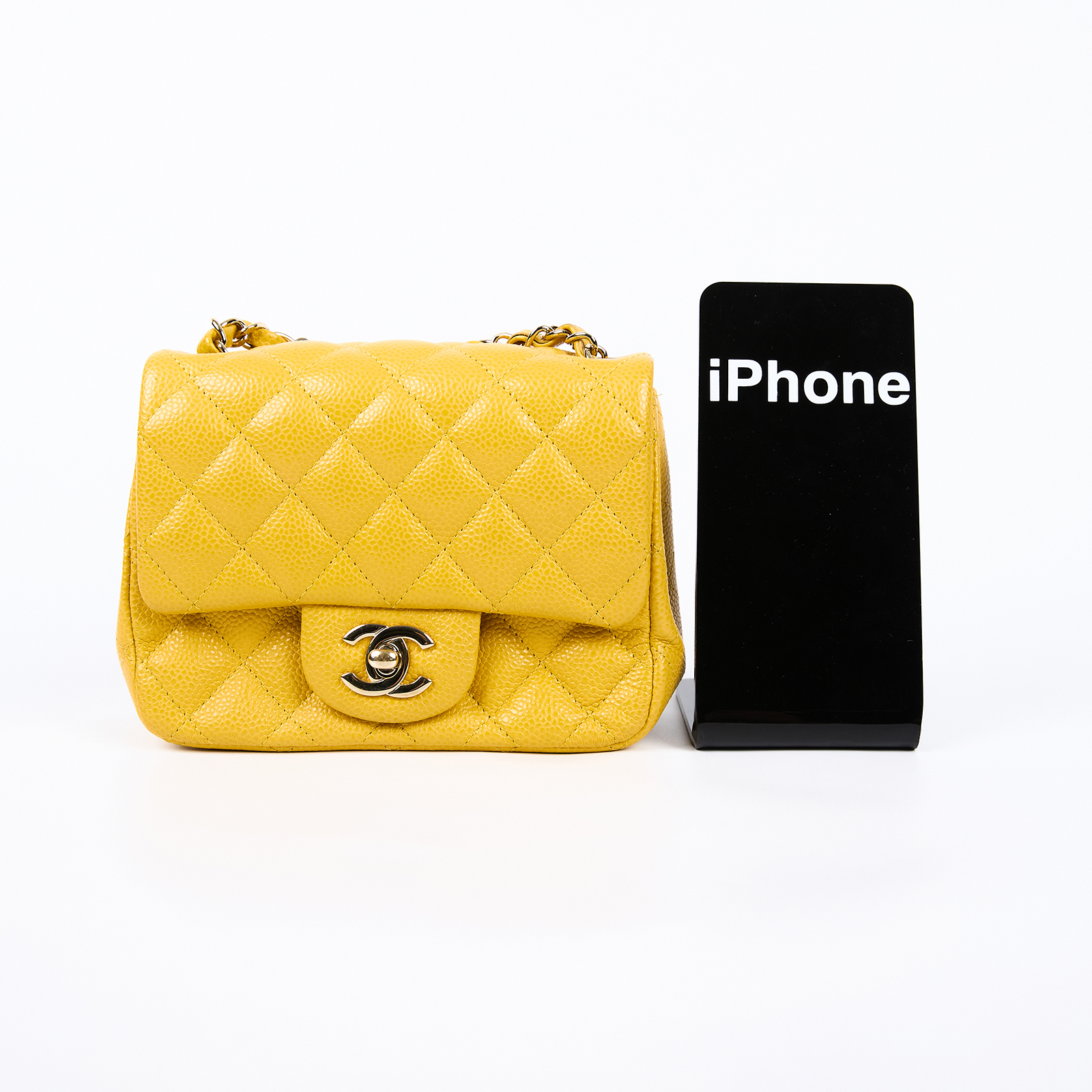 香奈兒 CHANEL CF 方形 迷你 口蓋包 A35200 25開 黃銀釦 荔枝方胖 原廠盒子/防塵袋/保證卡