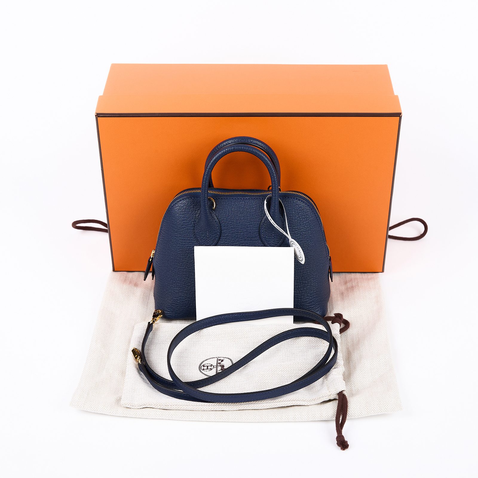 愛馬仕 Hermes Bolide Bag 1923 柏莉包 mini BLM /KHG131 K刻 海軍藍MINI BOLIDE 原廠盒子/防塵袋/背帶
