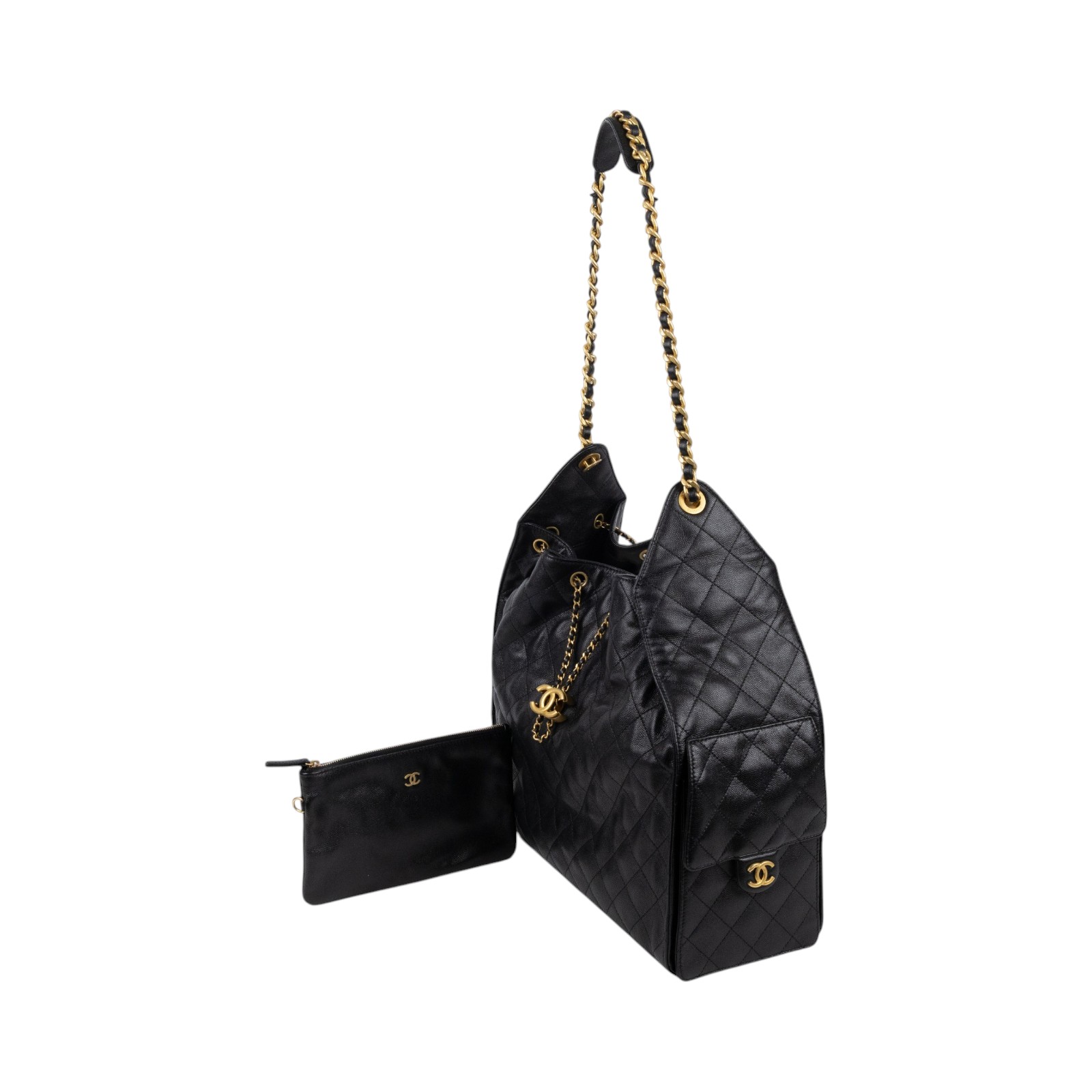 香奈兒 CHANEL 2025 春夏 25 大型包 AS5553 B20304 晶片款 黑金荔枝25包 大號 原廠盒子/防塵袋/購買證明/內袋