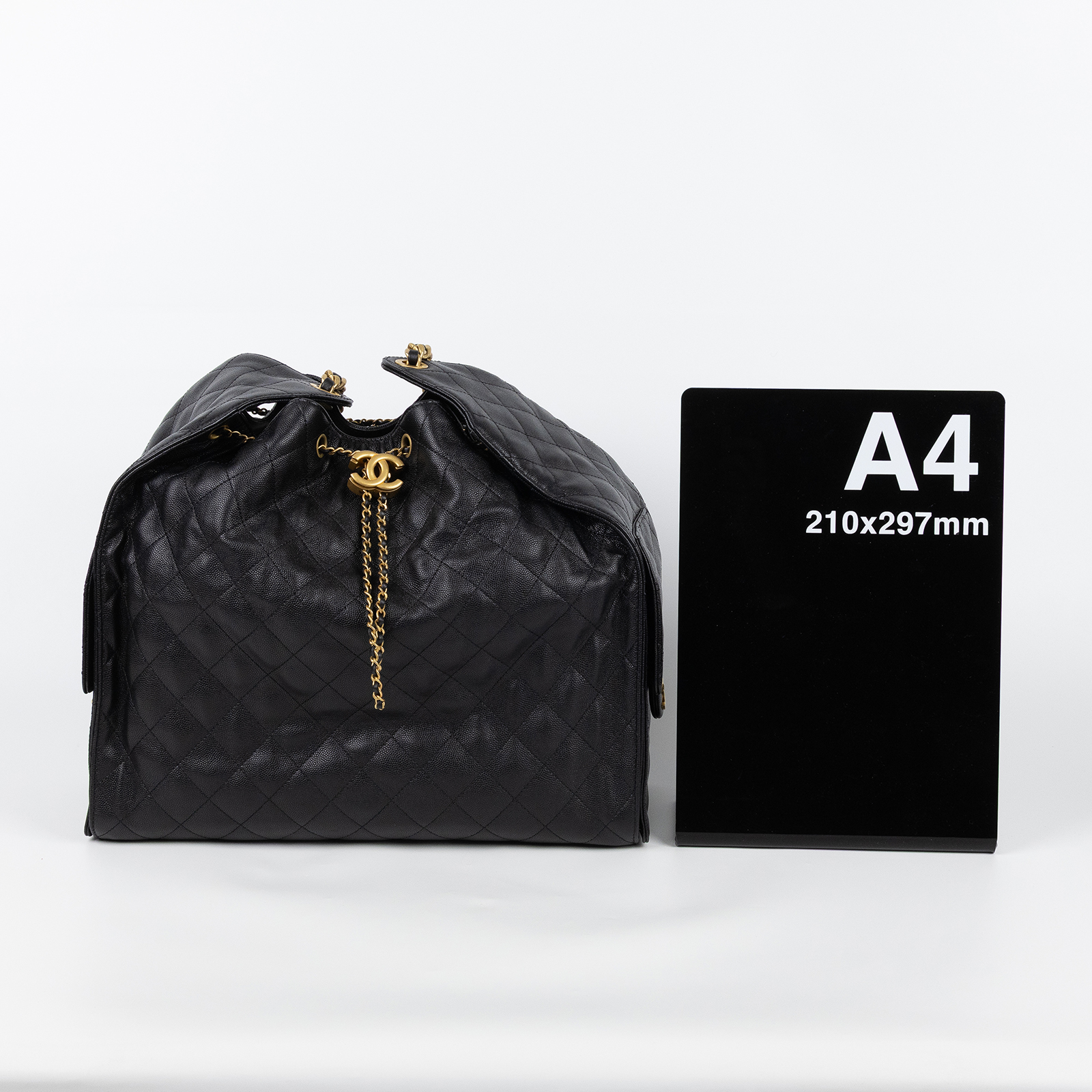 香奈兒 CHANEL 2025 春夏 25 大型包 AS5553 B20304 晶片款 黑金荔枝25包 大號 原廠盒子/防塵袋/購買證明/內袋