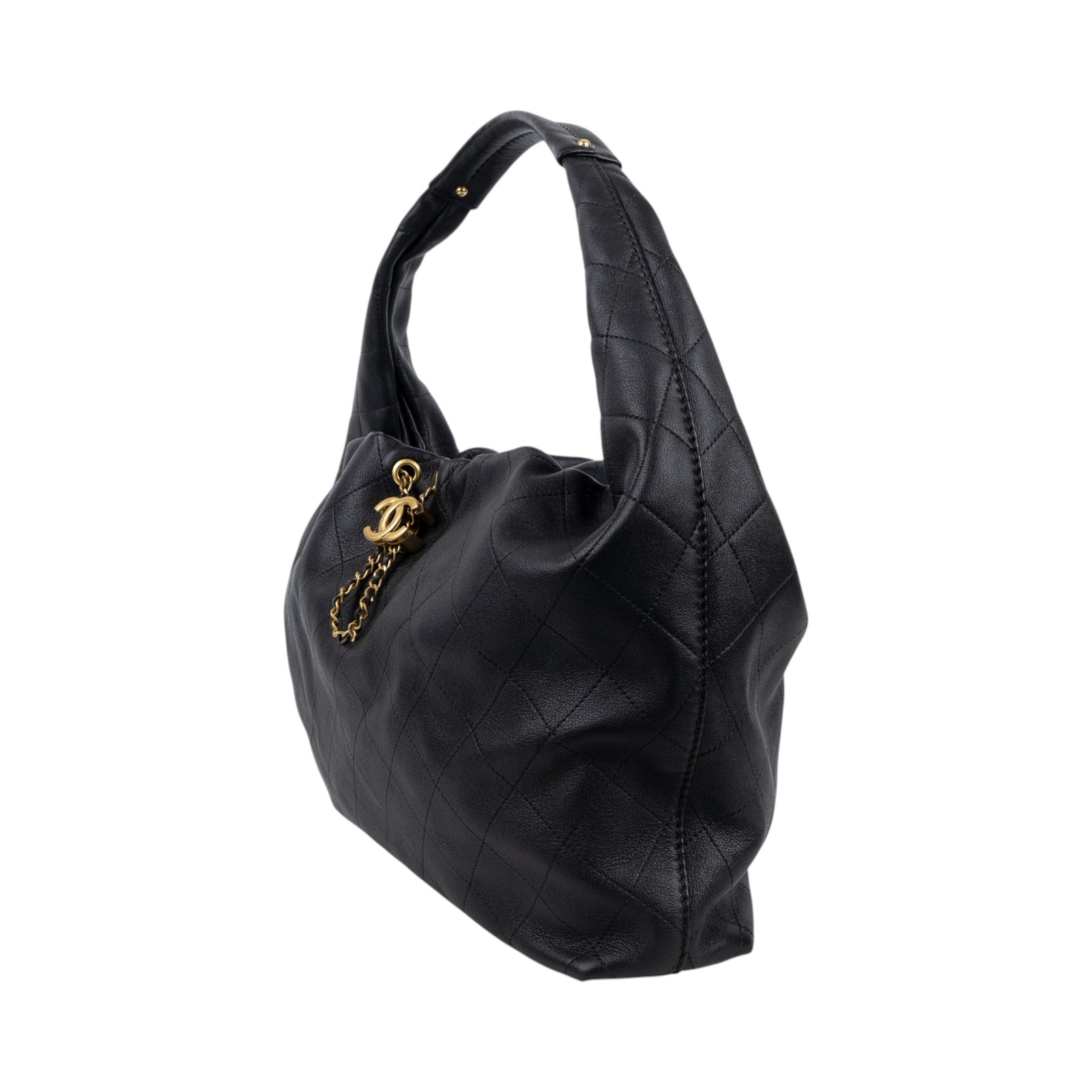 香奈兒 CHANEL Hobo Bag 流浪包 AS5976 晶片款 黑金HOBO 防塵袋