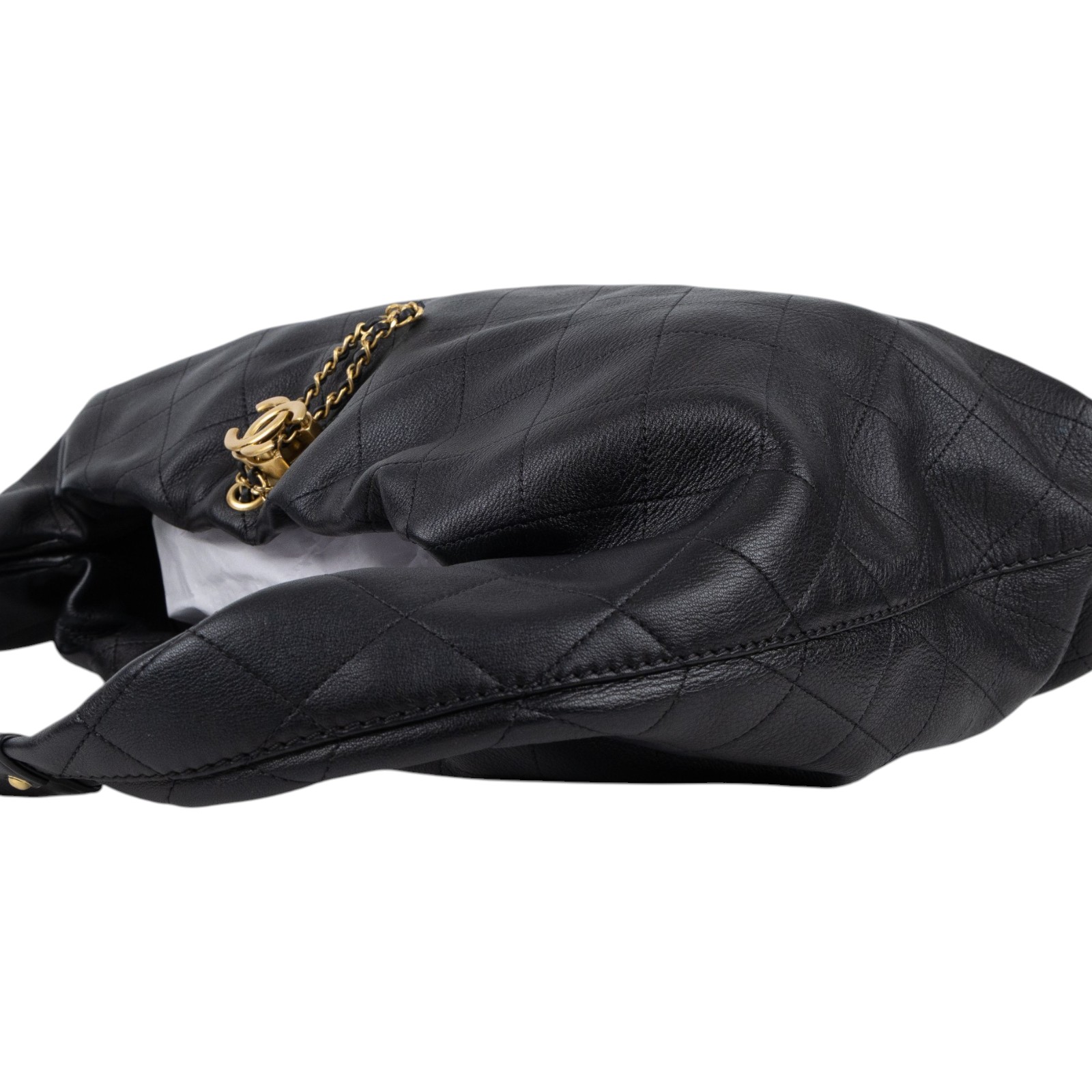 香奈兒 CHANEL Hobo Bag 流浪包 AS5976 晶片款 黑金HOBO 防塵袋