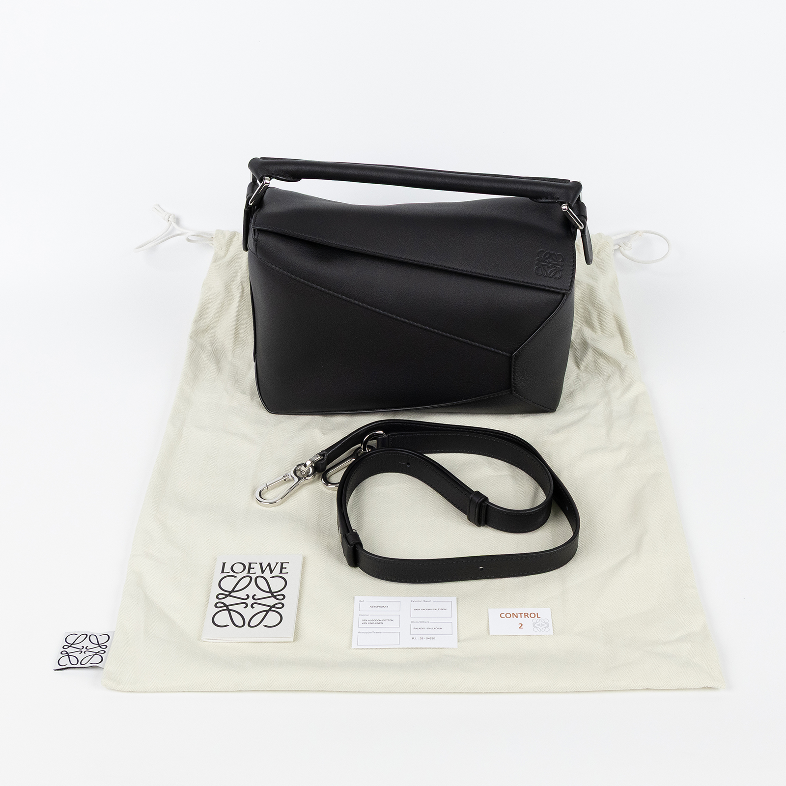 羅意威 LOEWE Small Puzzle bag 肩背 斜背包 A510P60X41 黑PUZZLE SMALL EDGE 防塵袋/背帶