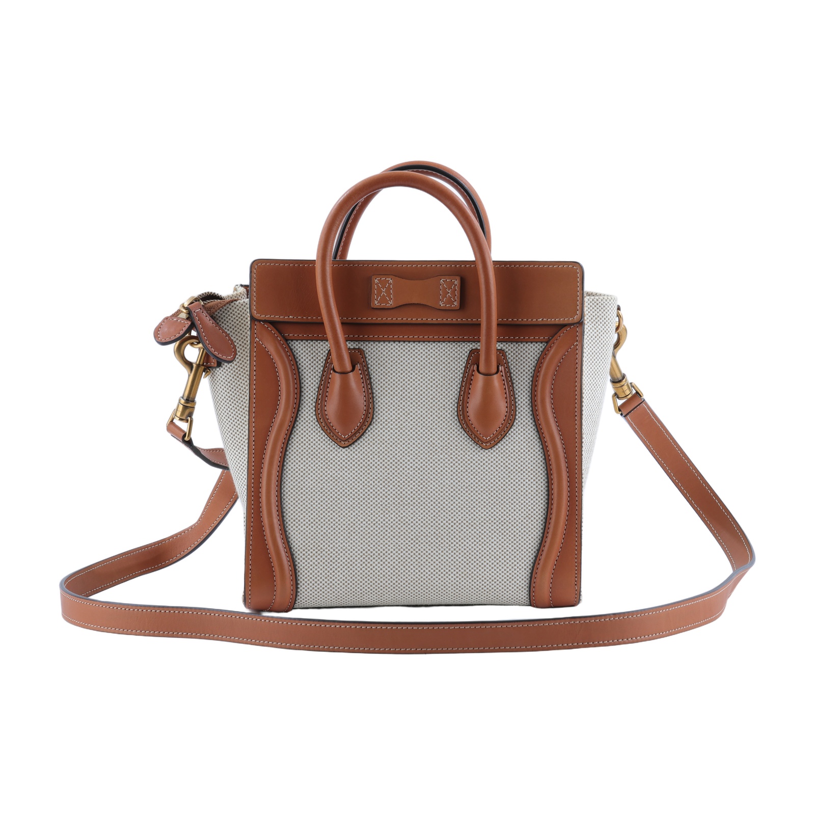 思琳 CELINE Luggage 手袋 袖珍型 189242CIO 帆布拚焦糖LUGGAGE NANO 防塵袋/背帶