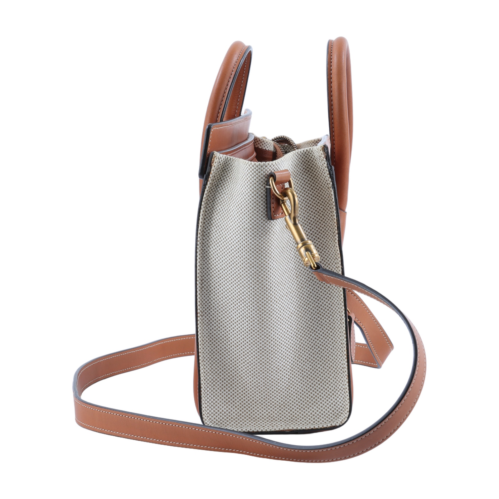 思琳 CELINE Luggage 手袋 袖珍型 189242CIO 帆布拚焦糖LUGGAGE NANO 防塵袋/背帶