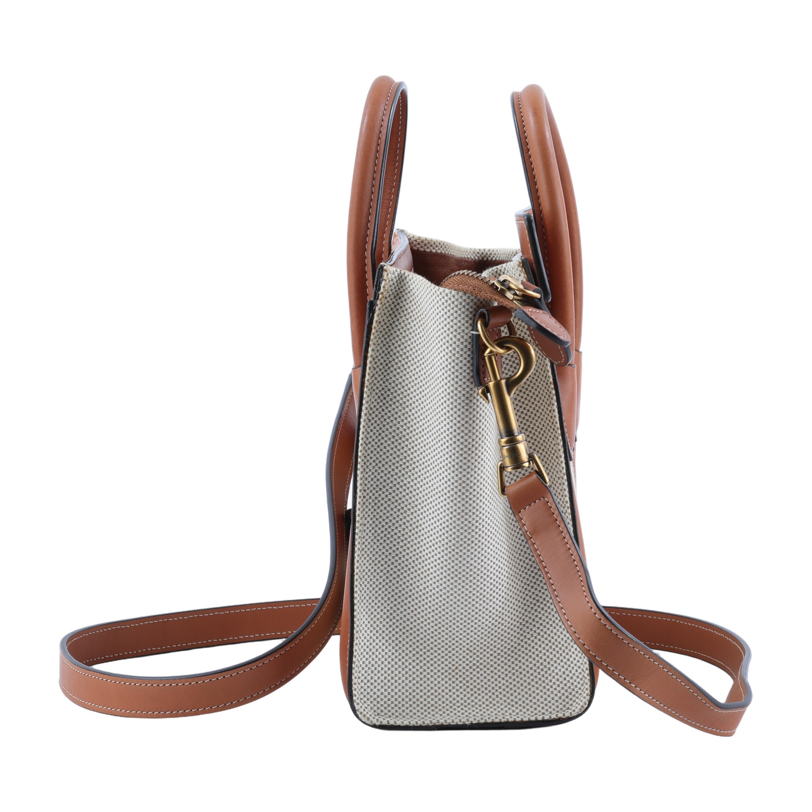 思琳 CELINE Luggage 手袋 袖珍型 189242CIO 帆布拚焦糖LUGGAGE NANO 防塵袋/背帶