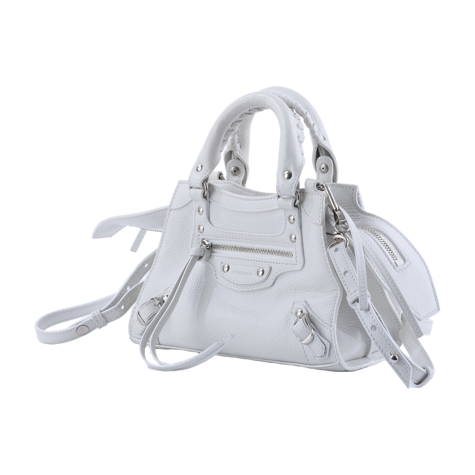 巴黎世家 BALENCIAGA Neo Classic Mini 機車包 698067 白NEO CLASSIC MINI機車包 背帶