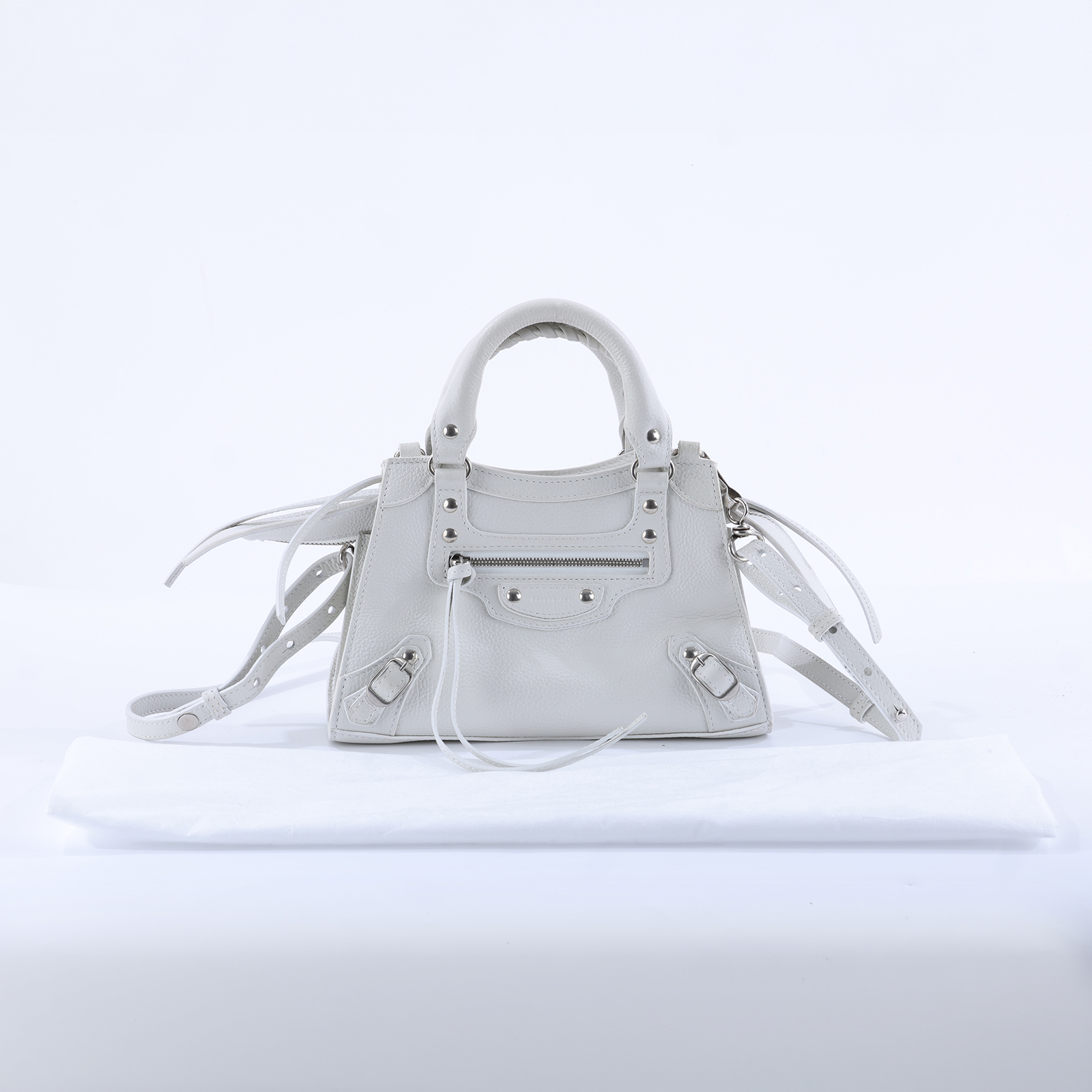 巴黎世家 BALENCIAGA Neo Classic Mini 機車包 698067 白NEO CLASSIC MINI機車包 背帶