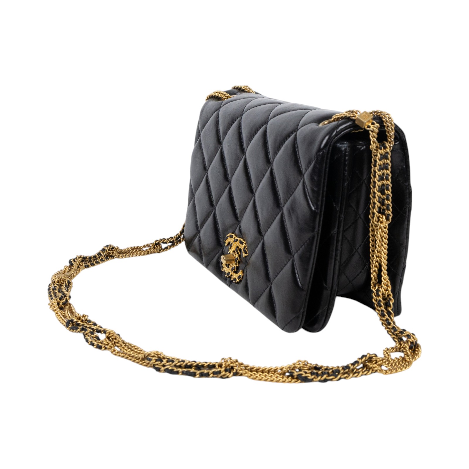 香奈兒 CHANEL 19 鍊條肩背包 19 Chain Shoulder Bag AS3386 B08484 晶片款 黑19釦細金色鍊包 防塵袋/購買證明影本