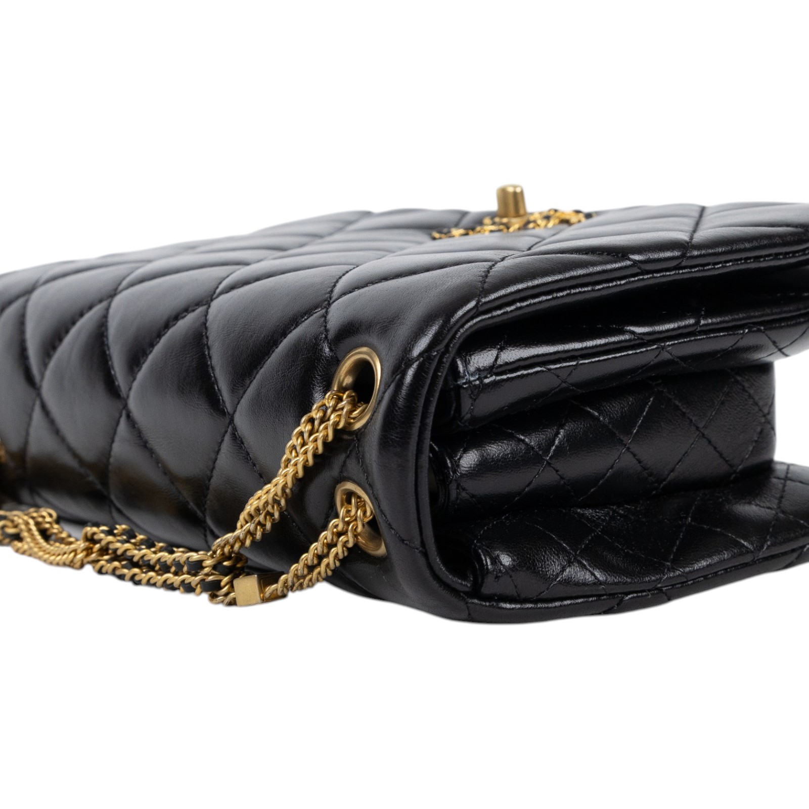 香奈兒 CHANEL 19 鍊條肩背包 19 Chain Shoulder Bag AS3386 B08484 晶片款 黑19釦細金色鍊包 防塵袋/購買證明影本