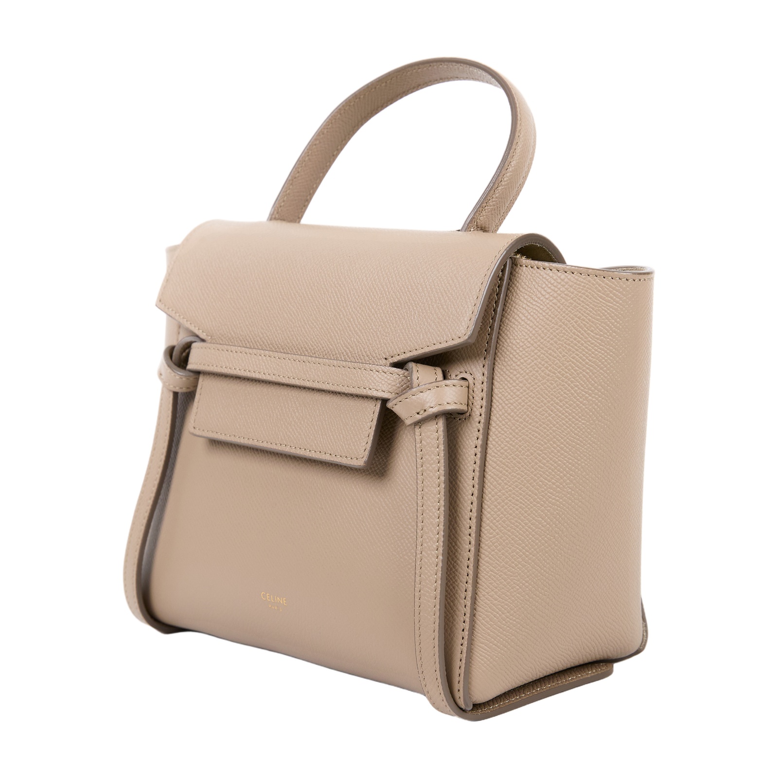 思琳 CELINE 珠地小牛皮 袖珍型 Belt 手袋 189003ZVA 灰棕BELT鯰魚包 NANO 防塵袋/背帶