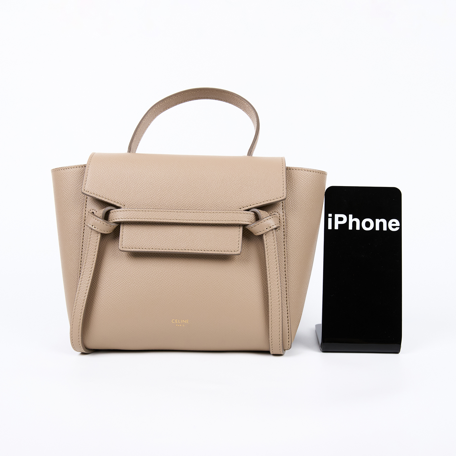 思琳 CELINE 珠地小牛皮 袖珍型 Belt 手袋 189003ZVA 灰棕BELT鯰魚包 NANO 防塵袋/背帶