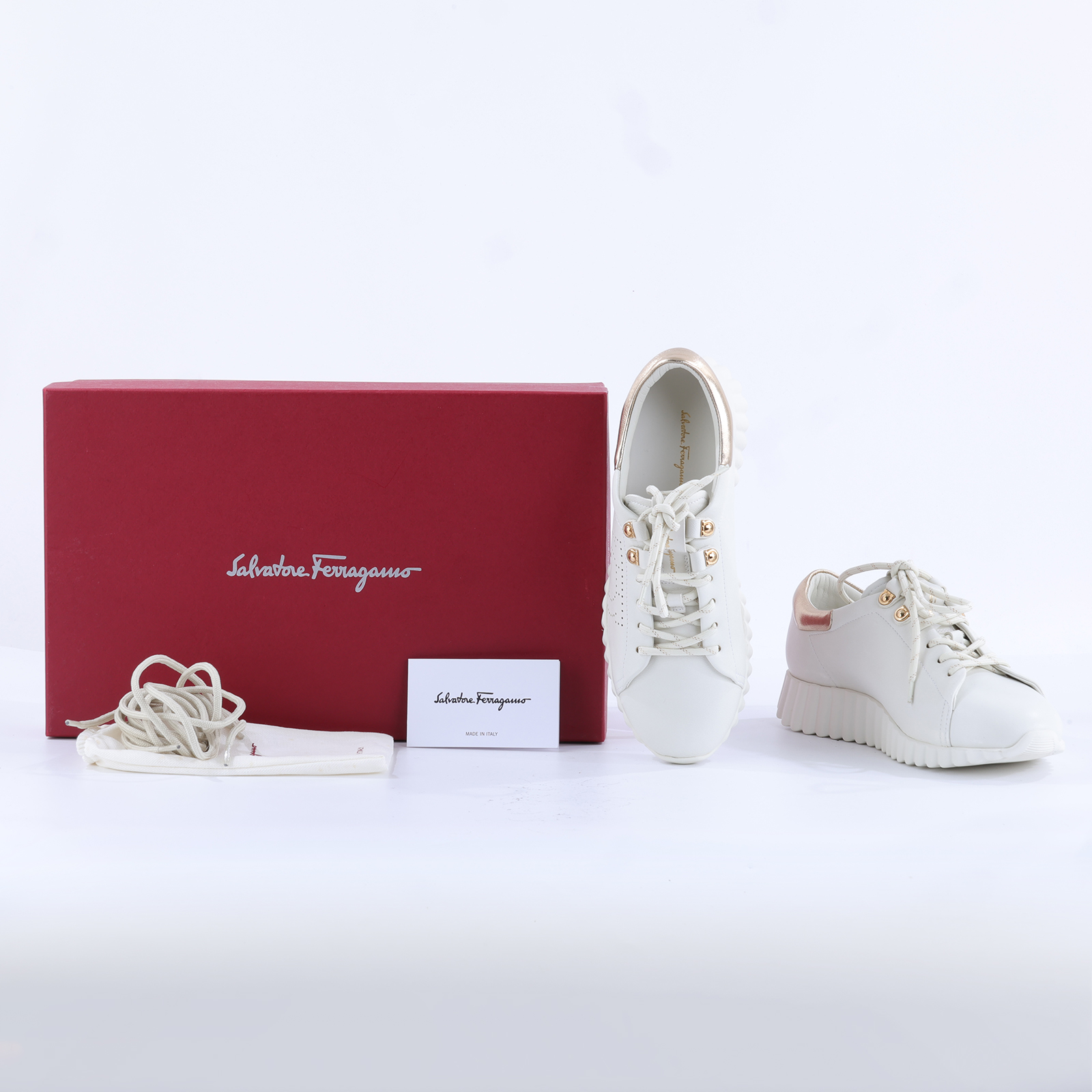 菲拉格慕 SALVATORE FERRAGAMO Ninfa 休閒鞋 030186-745911-1C_6 小白鞋#6 原廠盒子/替換鞋帶